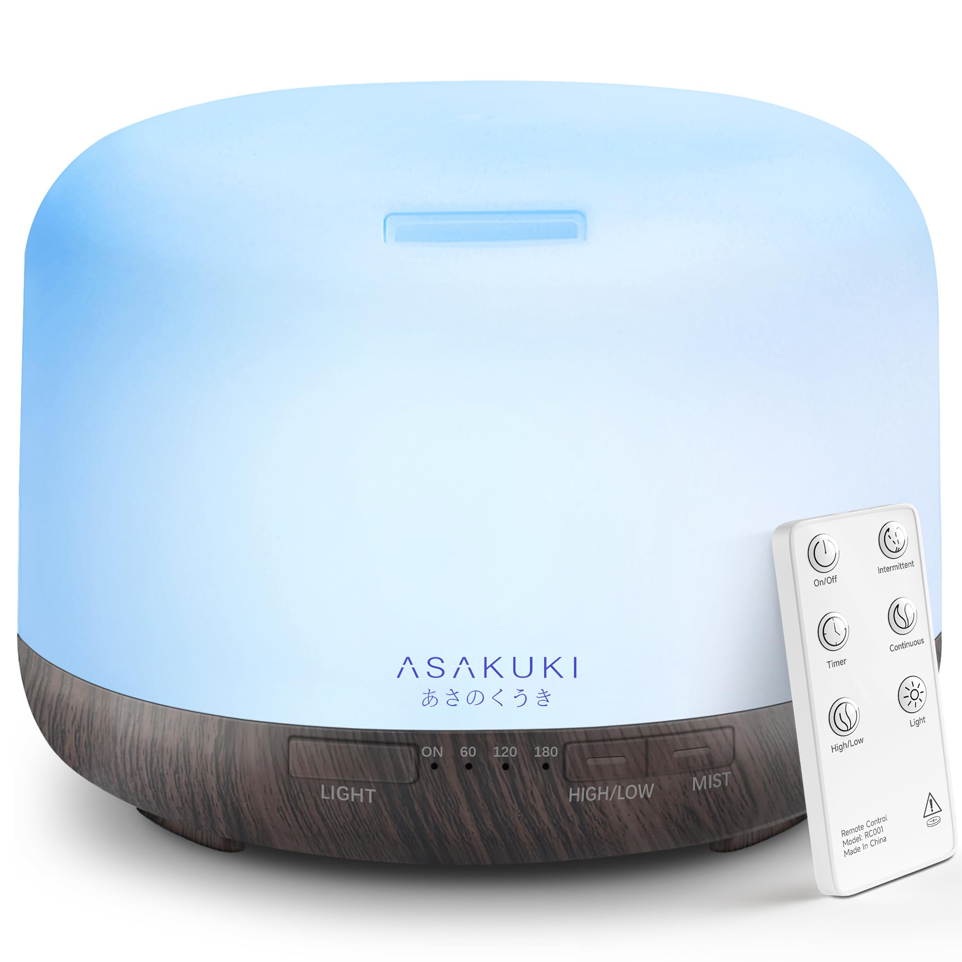 ASAKUKI Diffuseur 500ml, vue avant, diffusion fluide pour une ambiance parfumée durable.