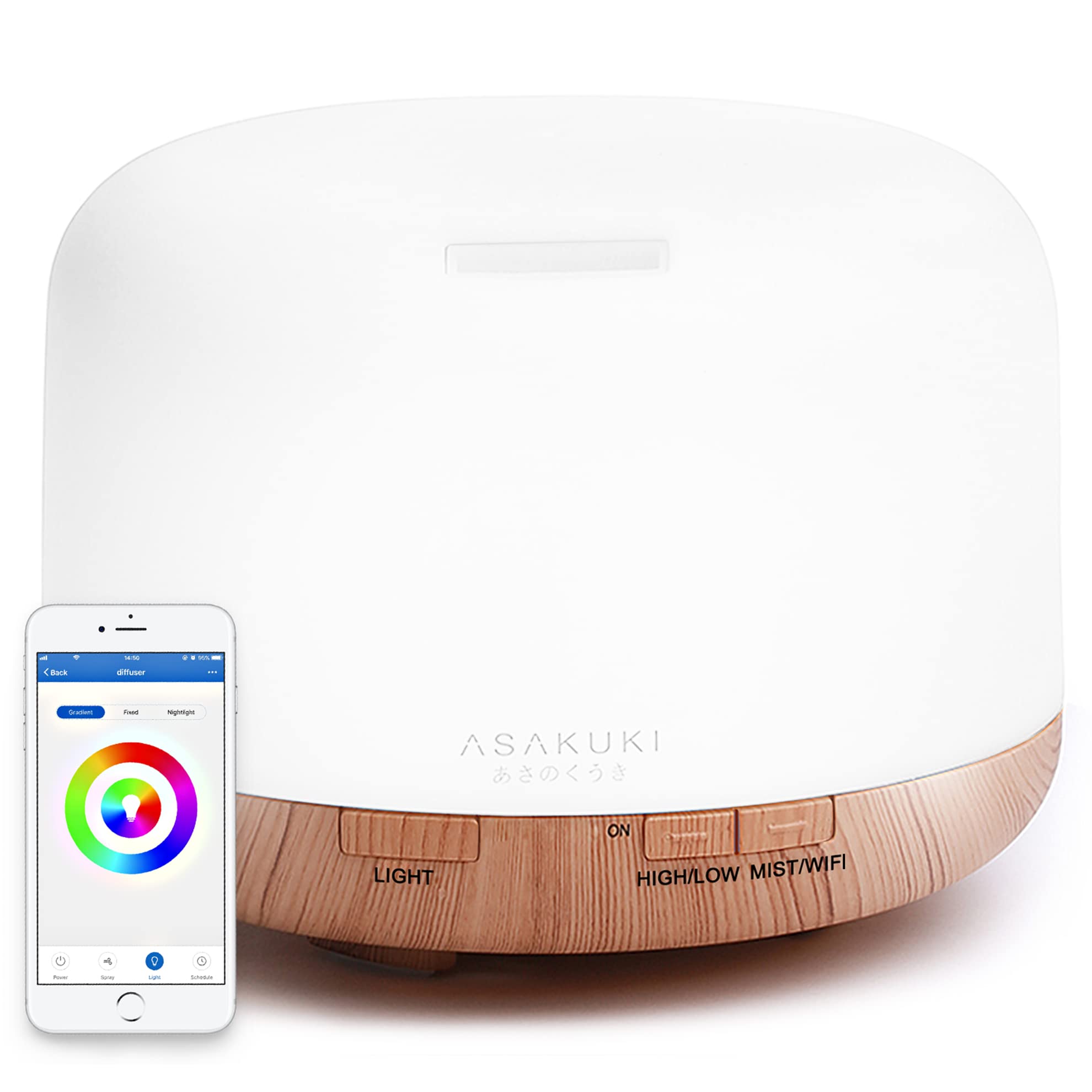 ASAKUKI diffuseur-humidificateur 500ml pour une ambiance paisible à domicile