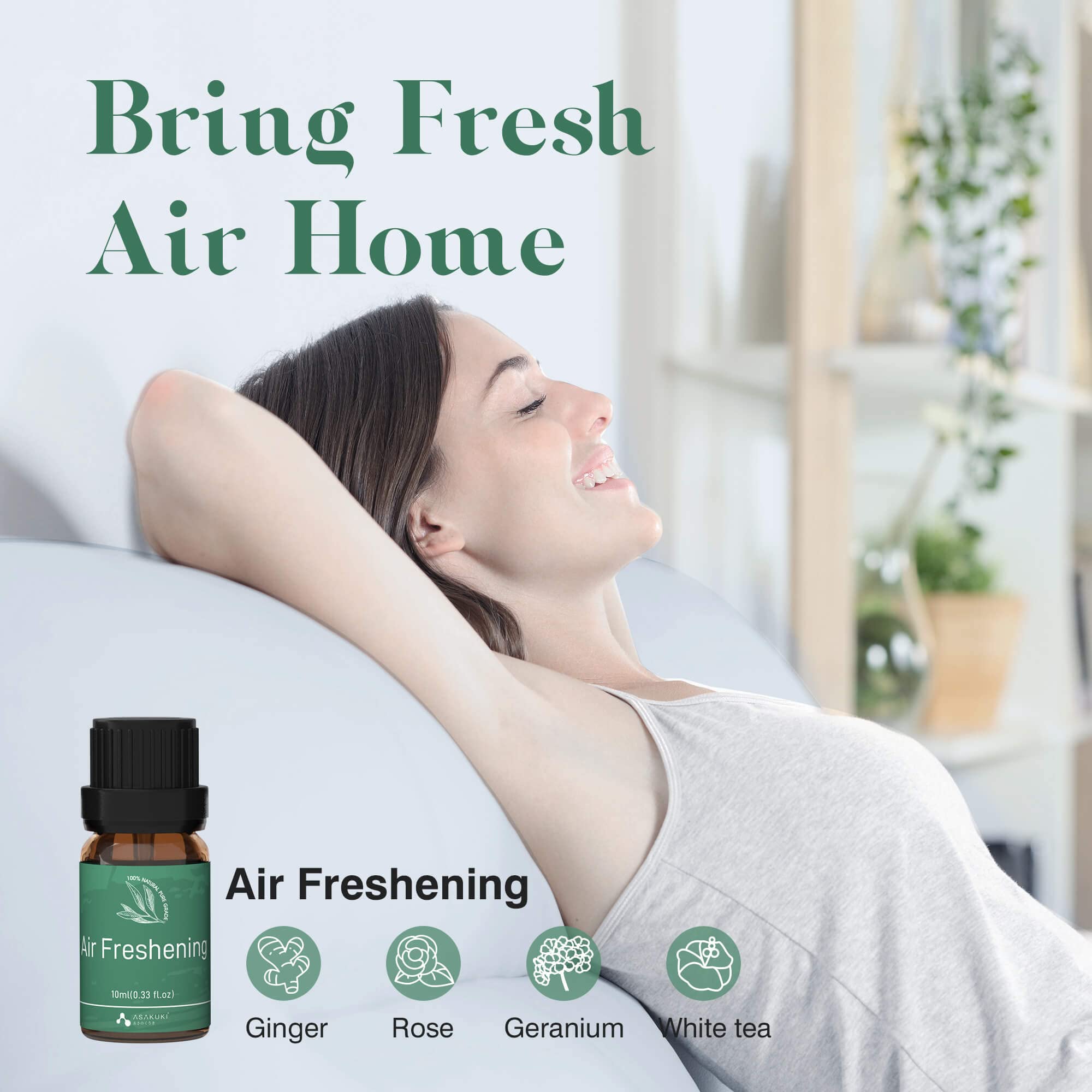 ASAKUKI Fraîcheur d'Air, diffusion claire pour un intérieur frais.