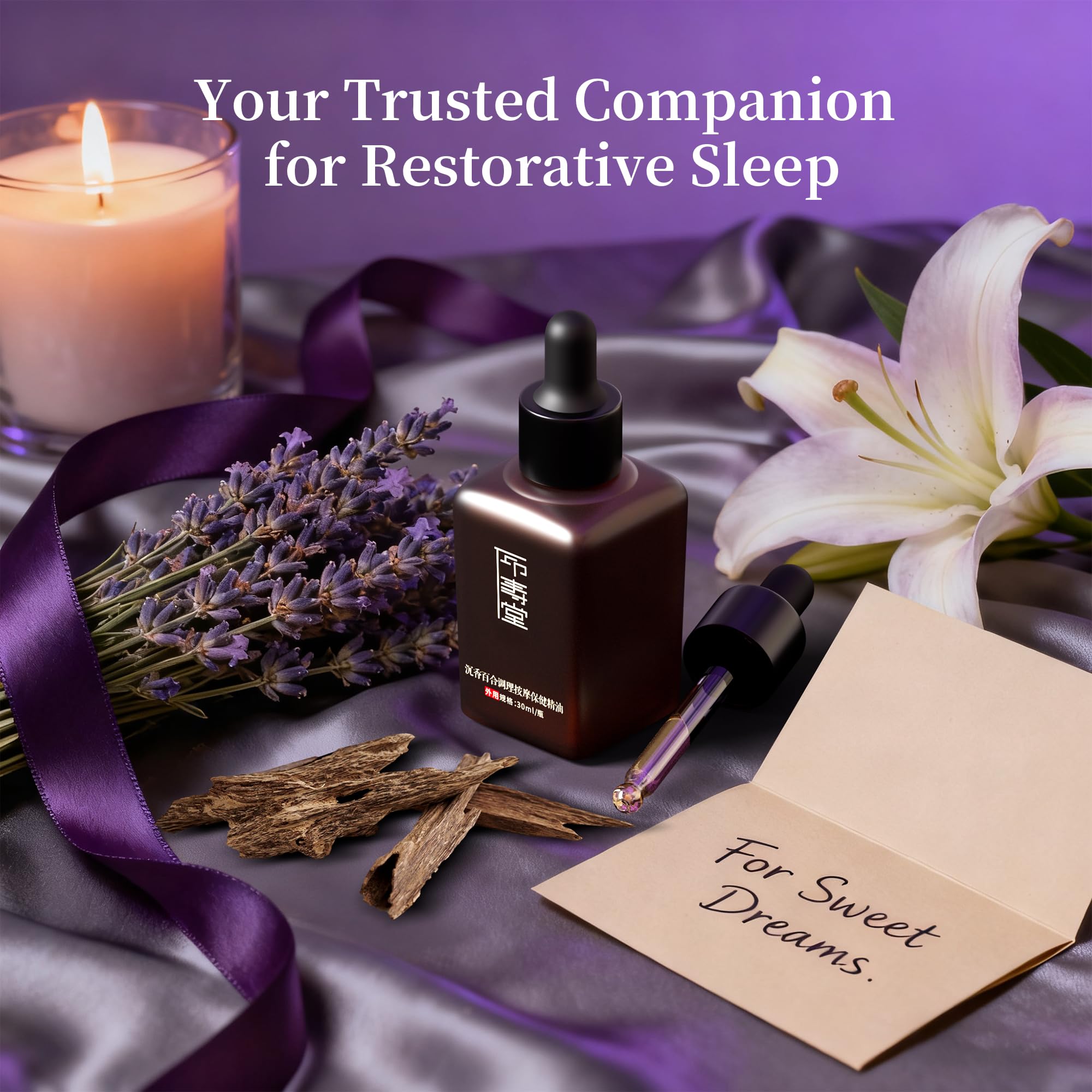 Asanté Labs Tranquility, mélange pré-dilué, usage direct sur les points-pulse pour dormir.