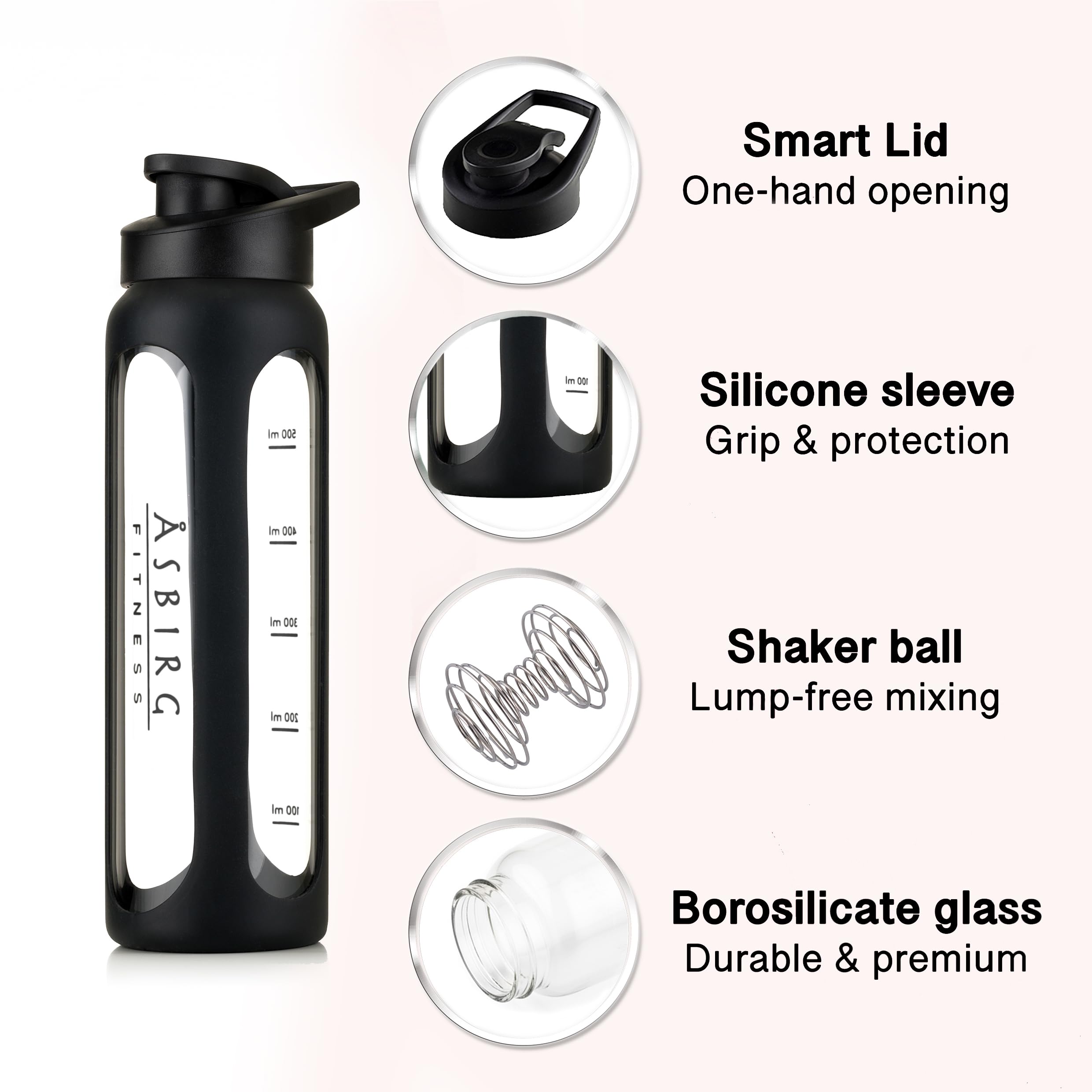 Asbirg gaine silicone noire — prise en main stable.
