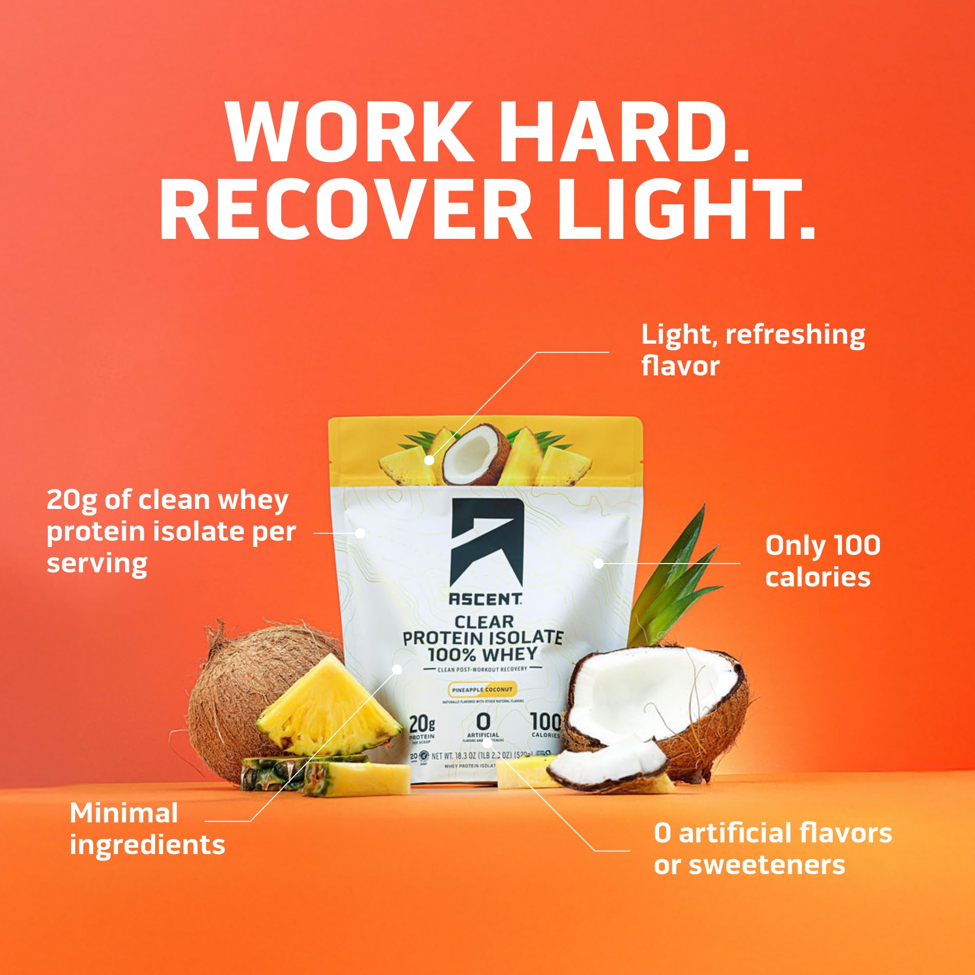 Ascent Clear Whey boisson post-entraînement au goût fruité
