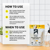 Ascent Clear Whey mélange rapide avec 8-10 oz d'eau