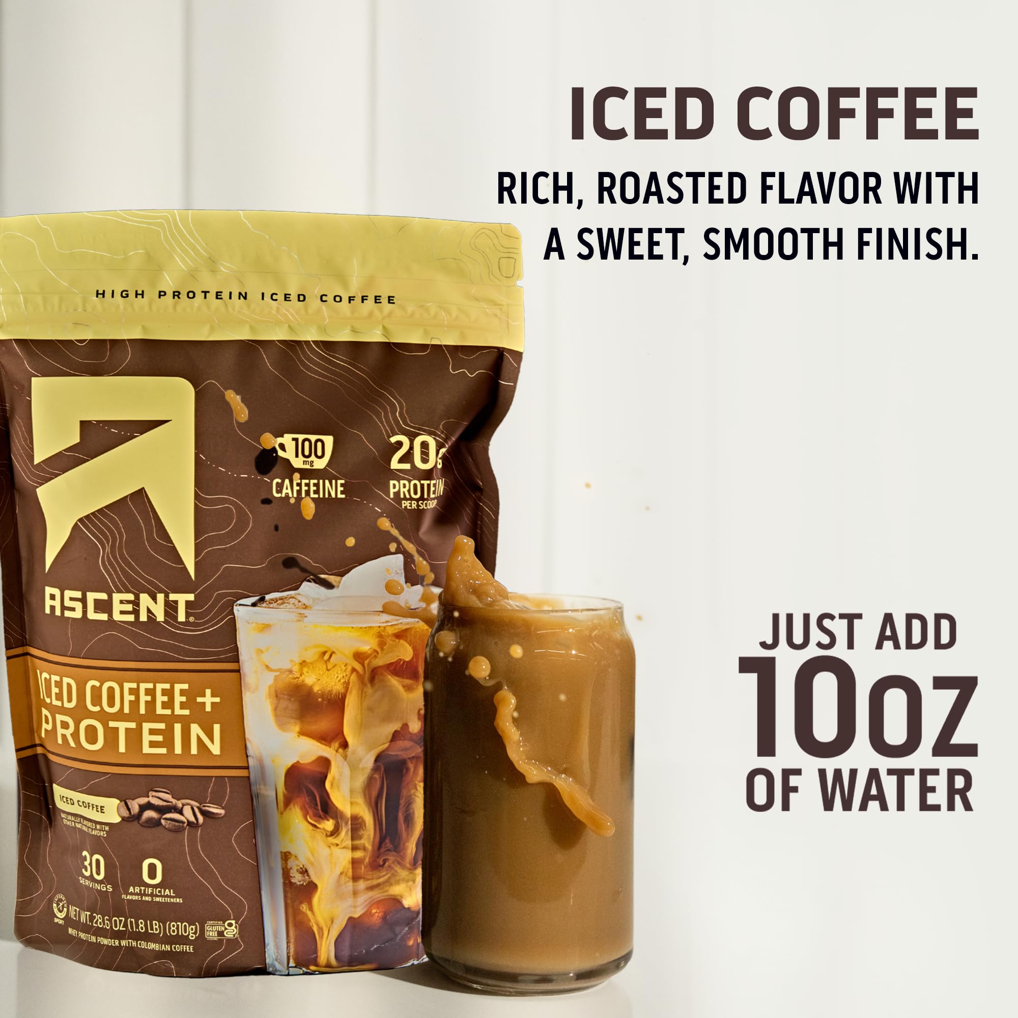 Ascent Poudre Protéinée Café Glacé emballage élégant préservant fraîcheur