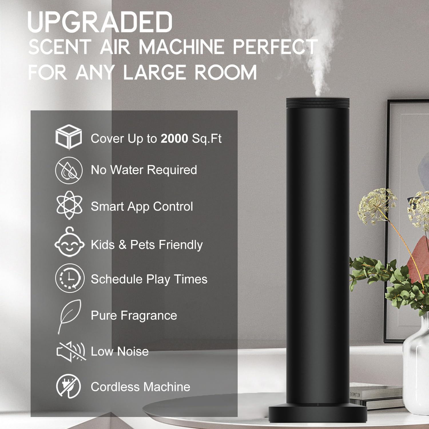ASCENTYER Diffuseur sans-fil Pro: mode intensité et temporisation pour personnaliser le parfum.