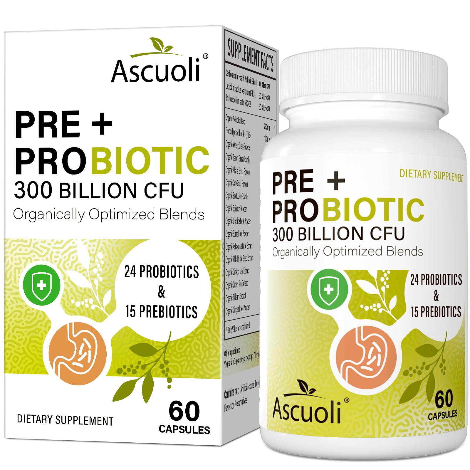 Ascuoli Probiotiques: bouteille de 60 capsules pour une routine digestive quotidienne.