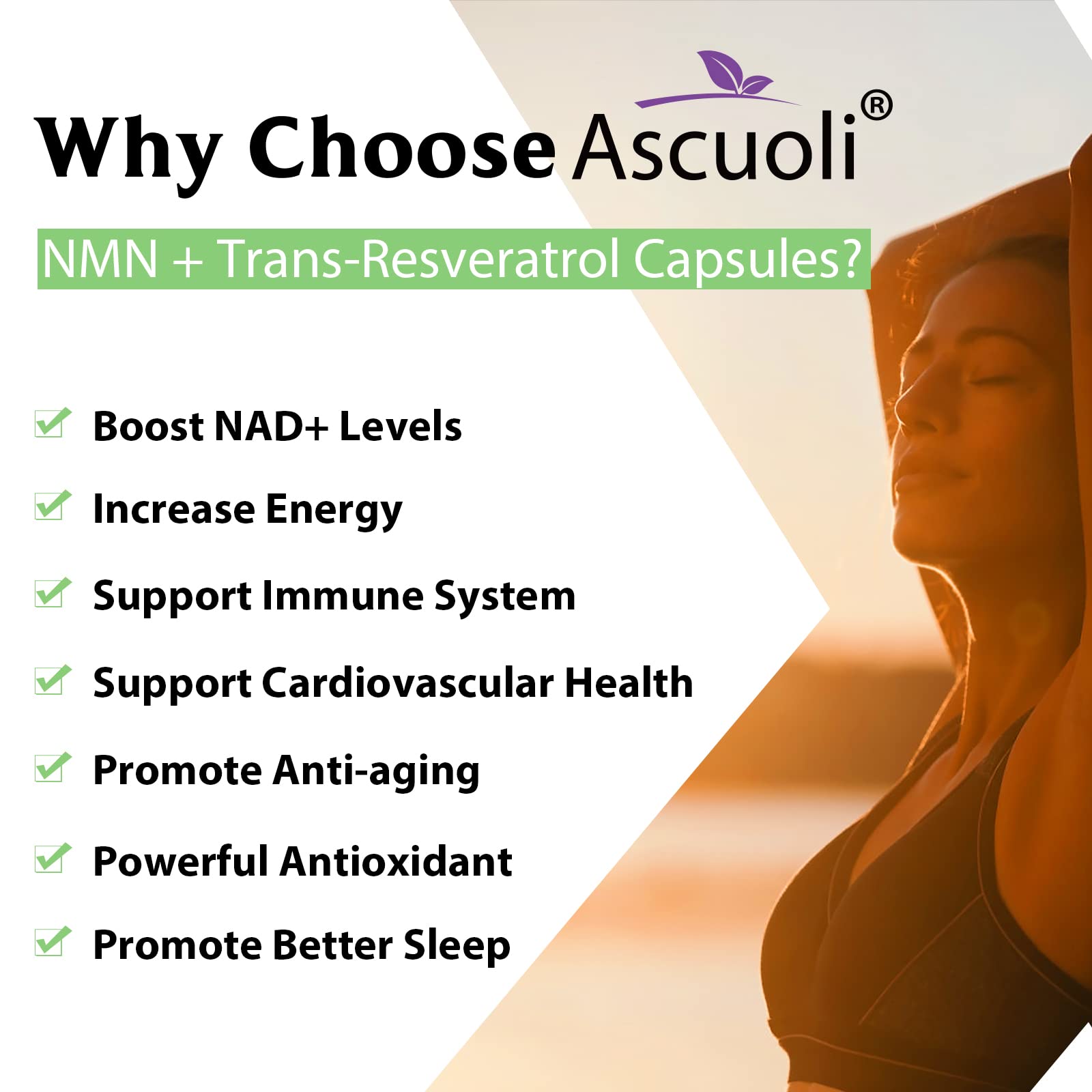 Visuel 3-en-1 Ascuoli NMN Resveratrol et extrait de poivre noir