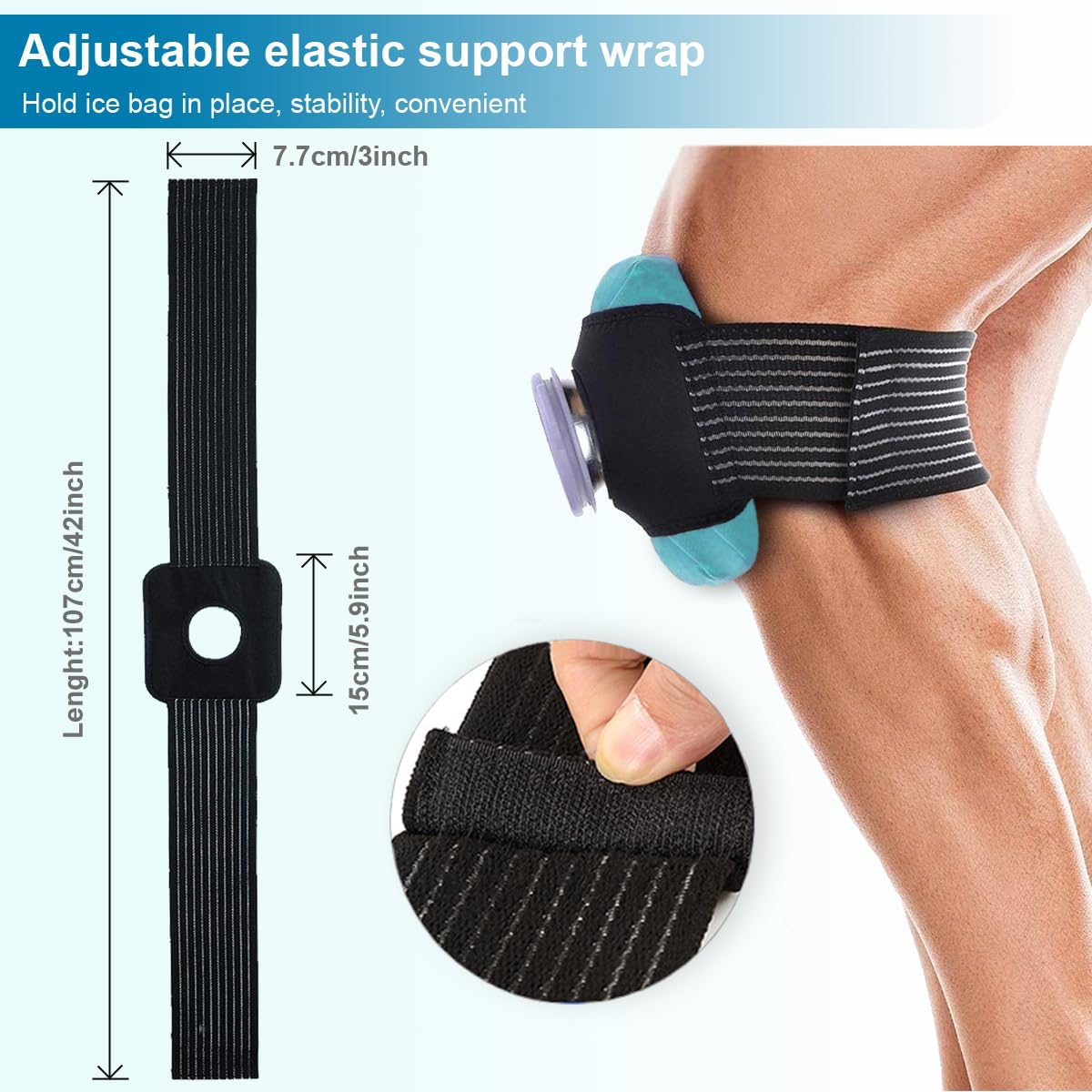 ASEKACK poche glace 11 pouces, couverture généreuse pour grands muscles