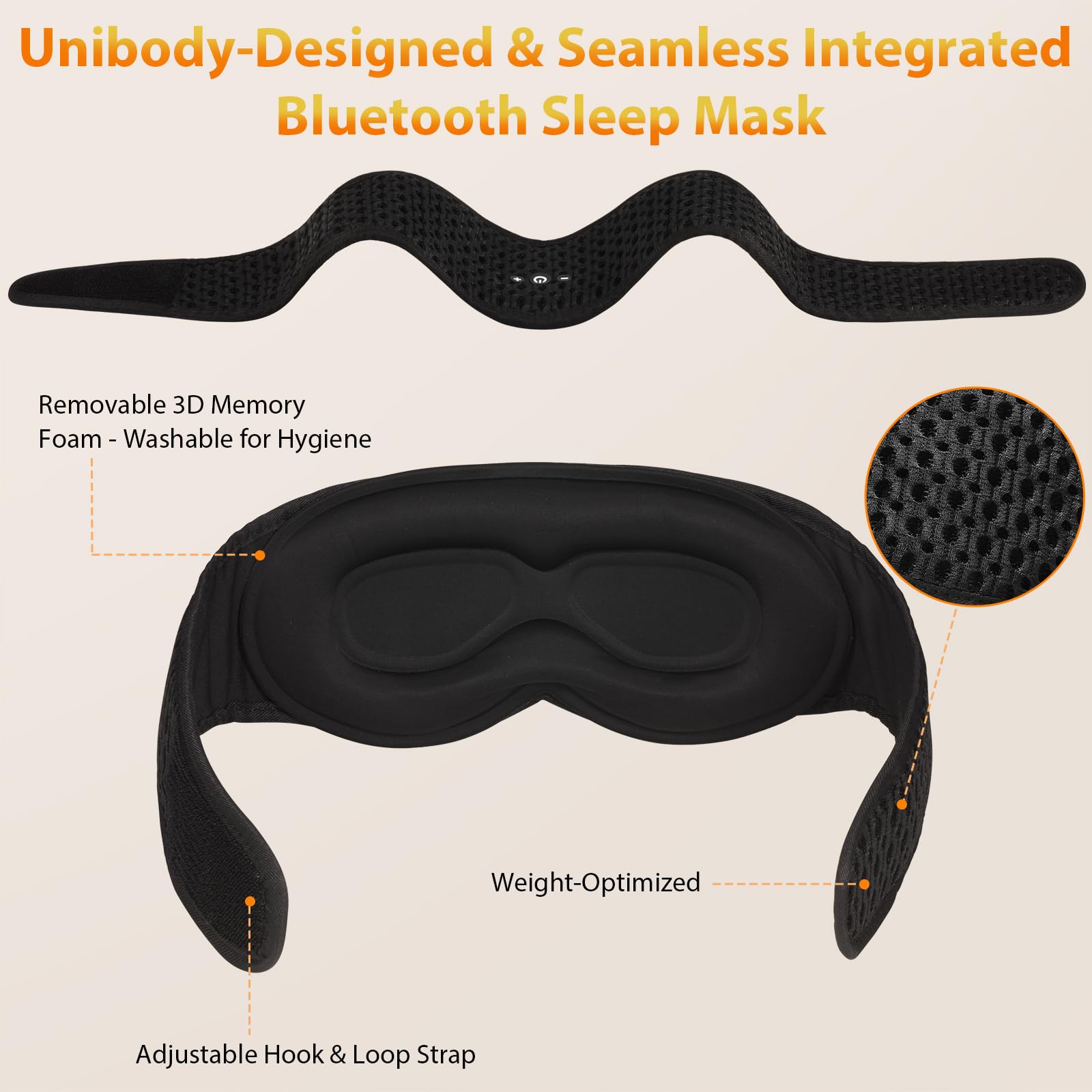 ASIILOVI HF016 masque contour 3D mémoire foam pour zéro pression sur les yeux.