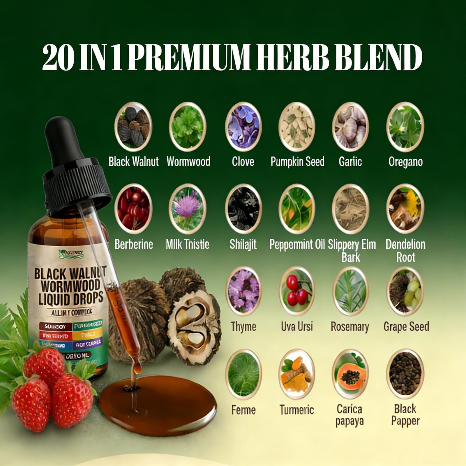 ASISTNETY composants herbes noix noire, extrait naturel pour votre routine.