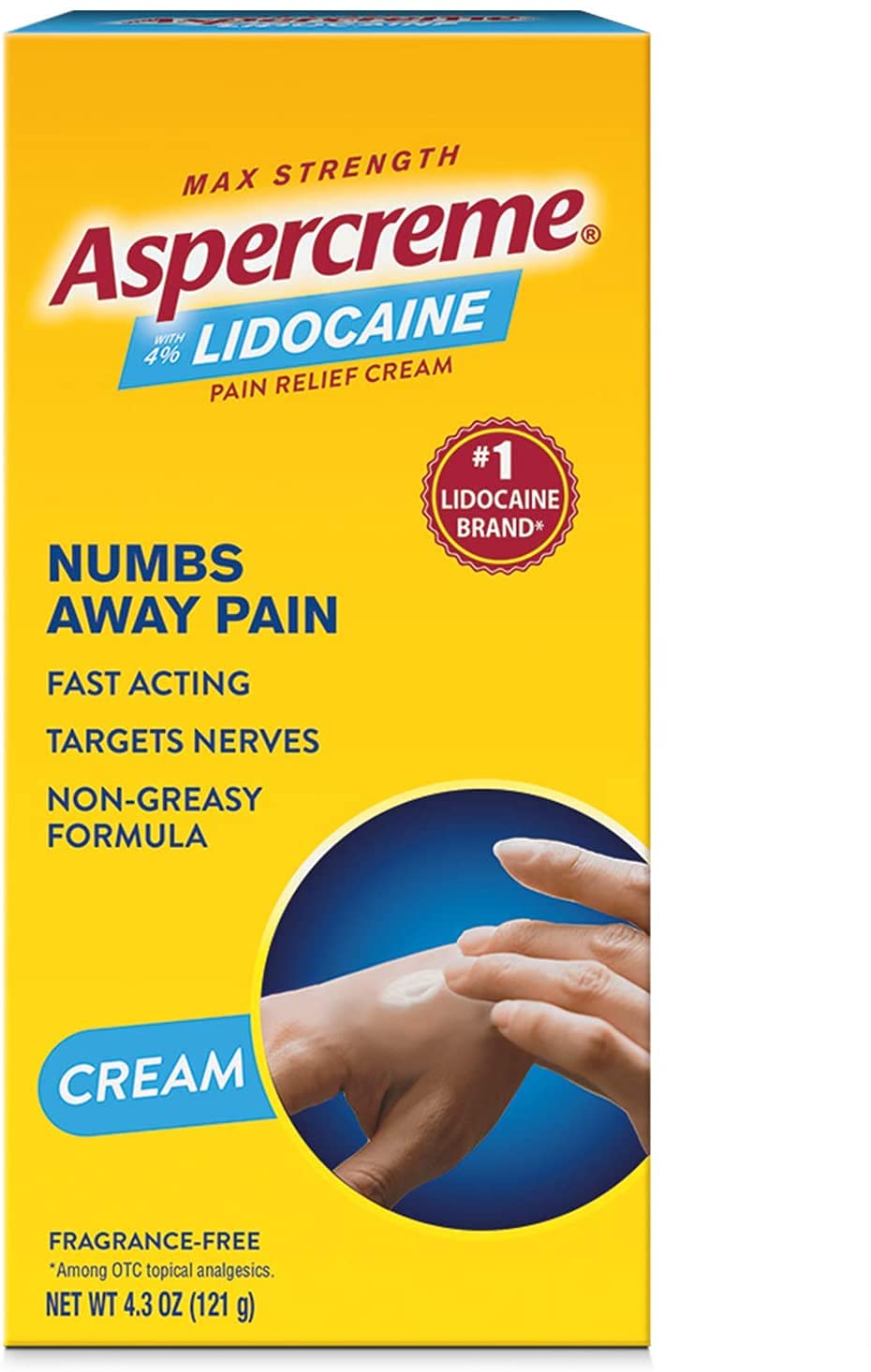 Aspercreme au lidocaïne, crème anti-douleur maximale, soulage les douleurs musculaires et articulaires rapidement.