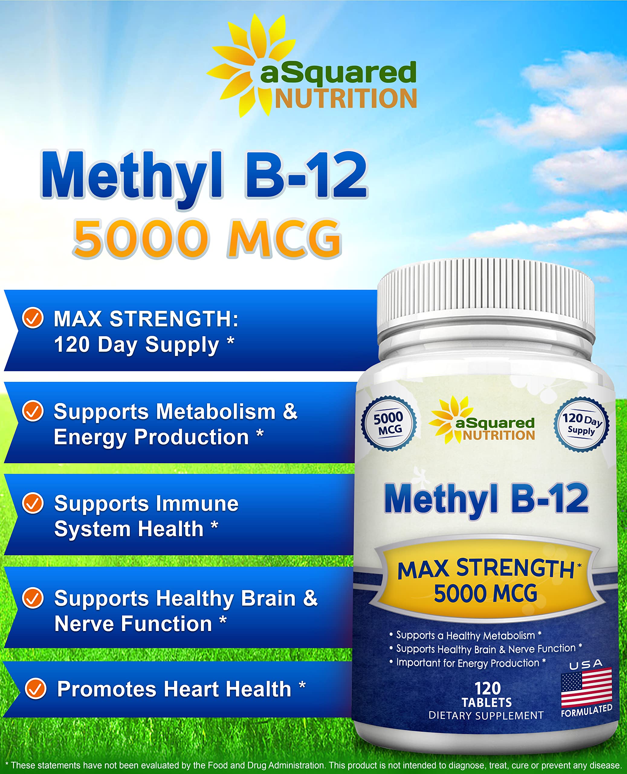 aSquared Nutrition B12 methylcobalamin – clarté mentale et vitalité.