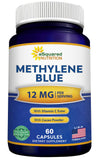 Capsules Bleu de méthylène d’aSquared Nutrition, bouteille montrant l’emballage et l’énergie potentielle