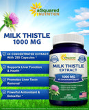 Bouteille aSquared Nutrition chardon-marie – 200 gélules formule végétale
