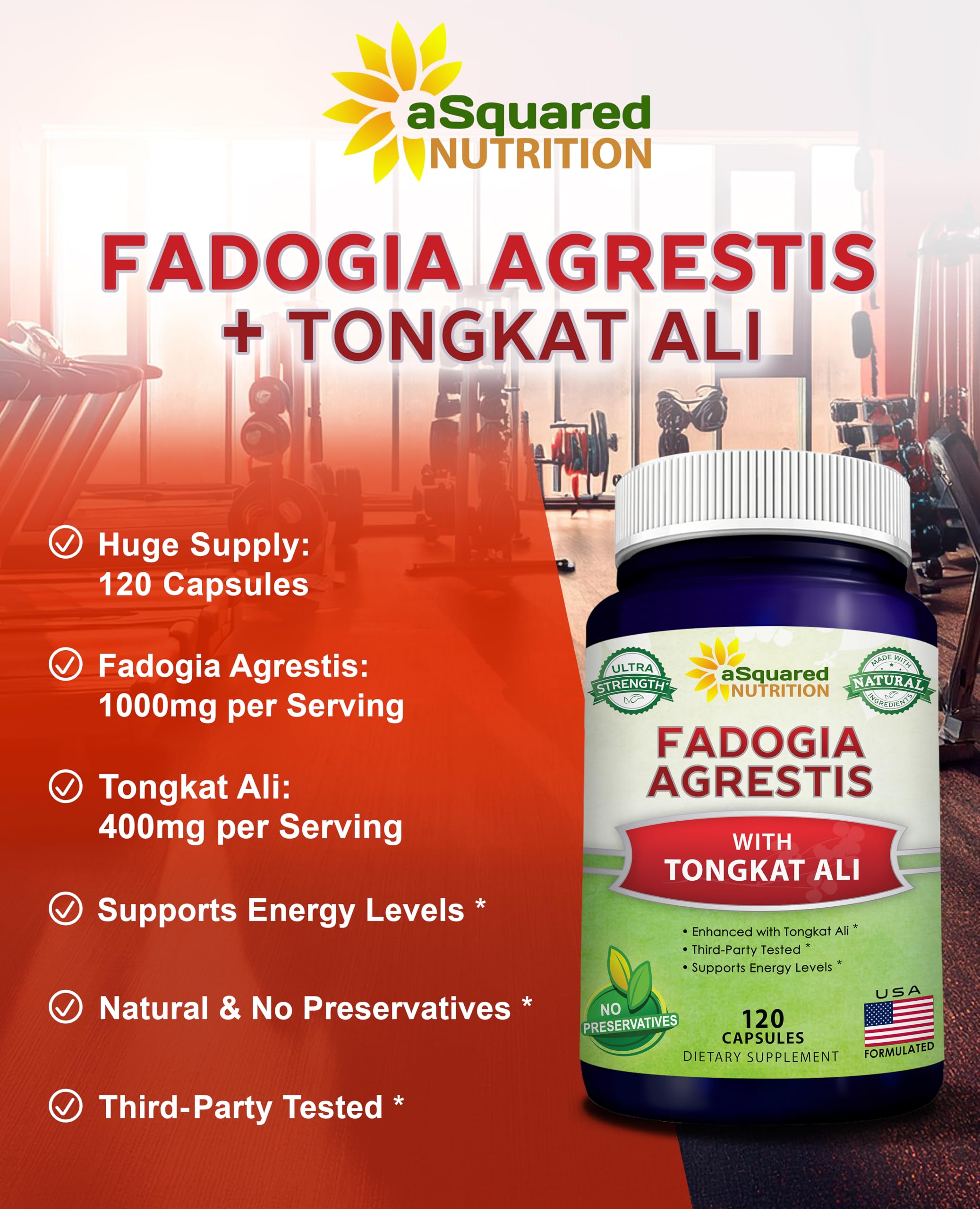 aSquared Nutrition, capsules tongkat-ali-400mg, endurance et récupération.