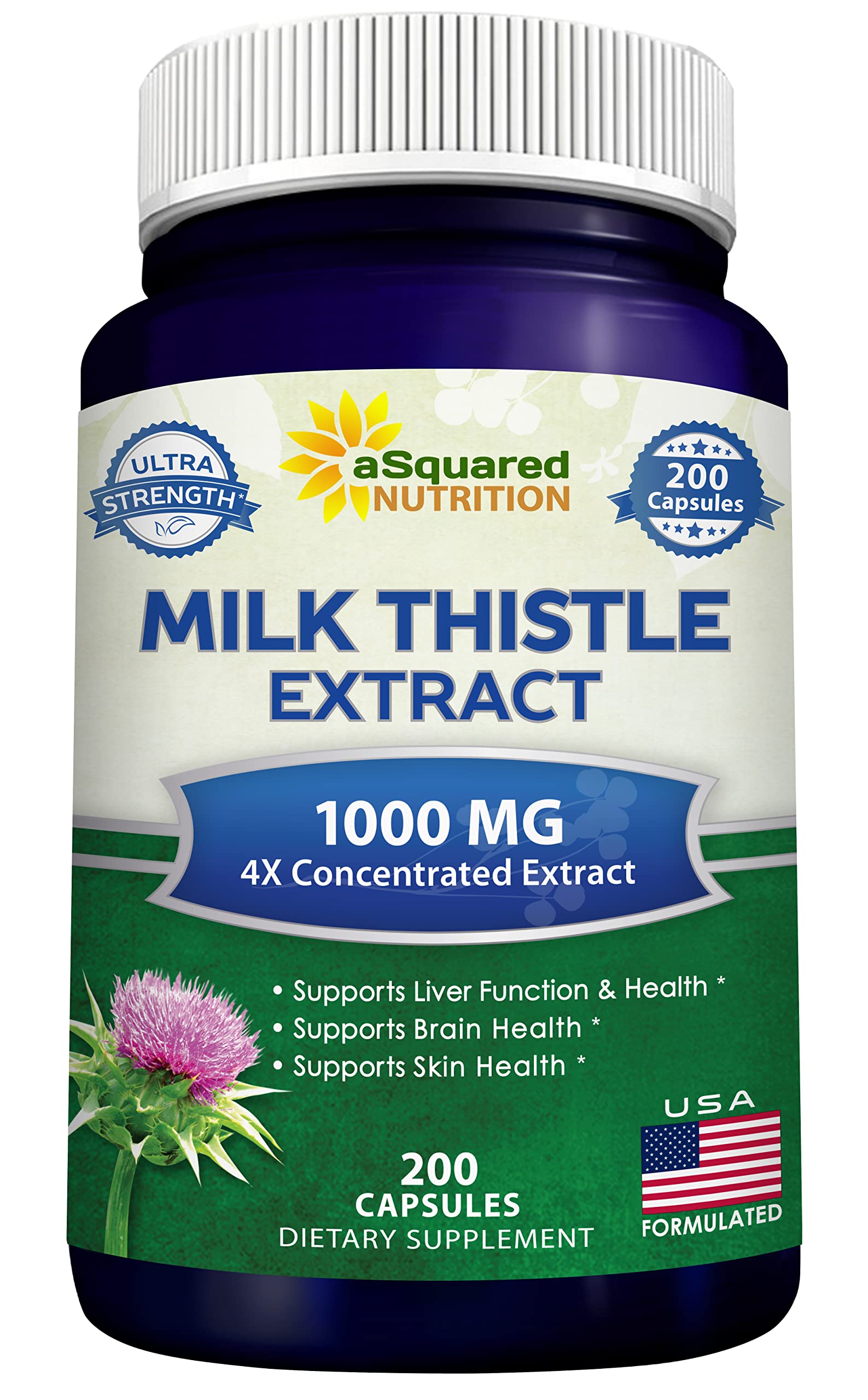 aSquared Nutrition chardon-marie gélules 1000mg – extrait naturel puissant pour le foie