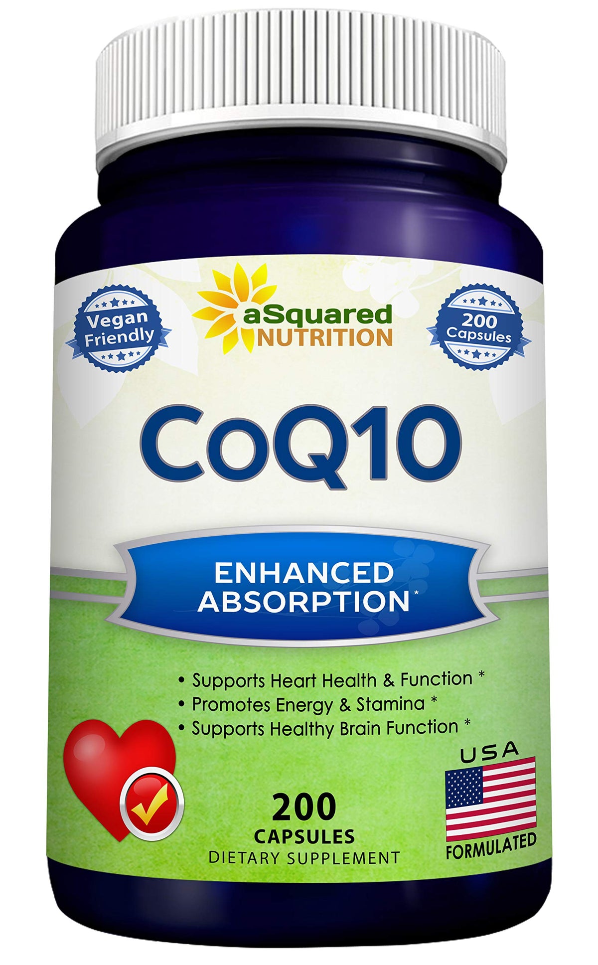 CoQ10 d'aSquared Nutrition – Bouteille pratique pour votre routine quotidienne.