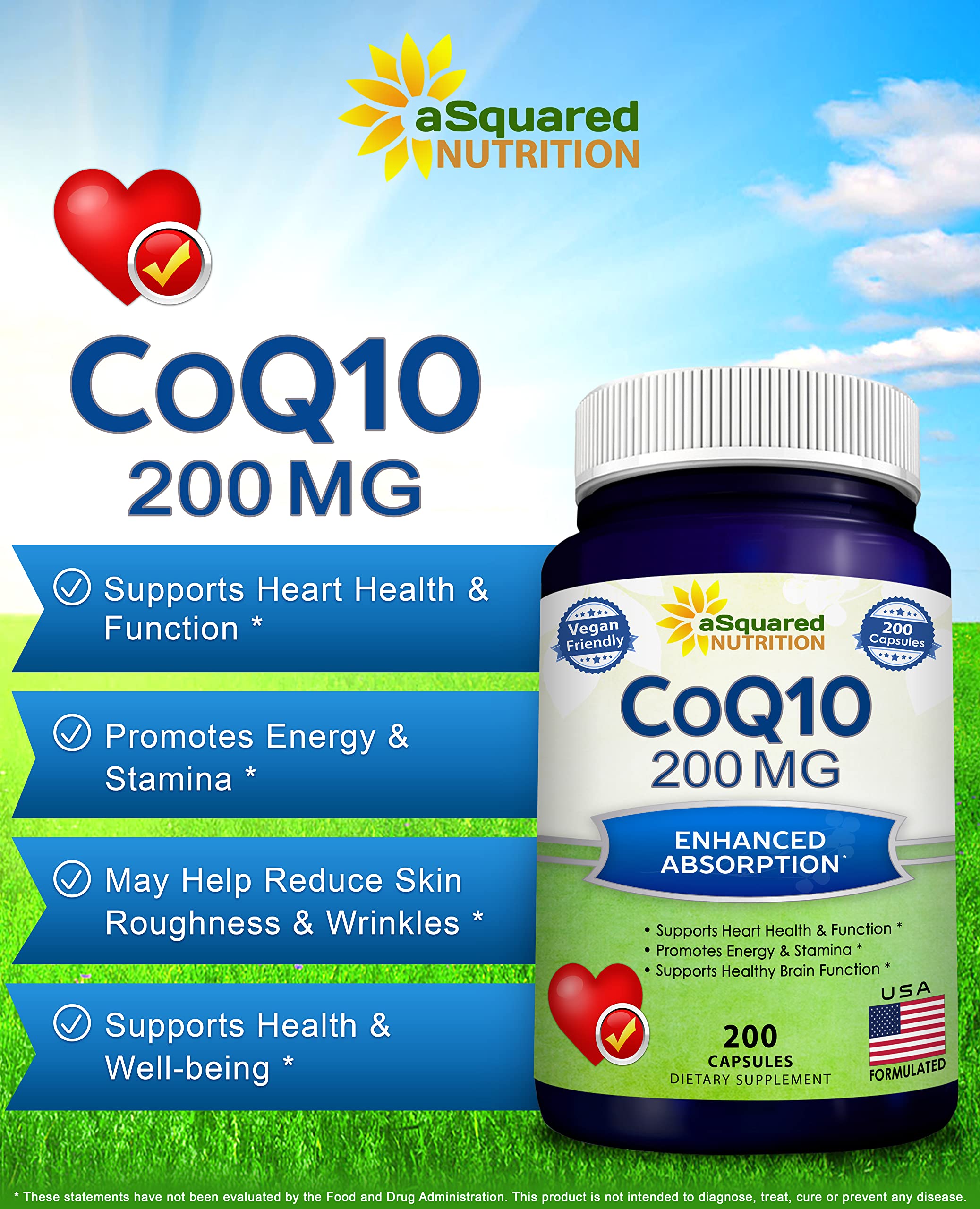 CoQ10 d'aSquared Nutrition – capsules véganes, faciles à avaler, pour mode de vie actif.