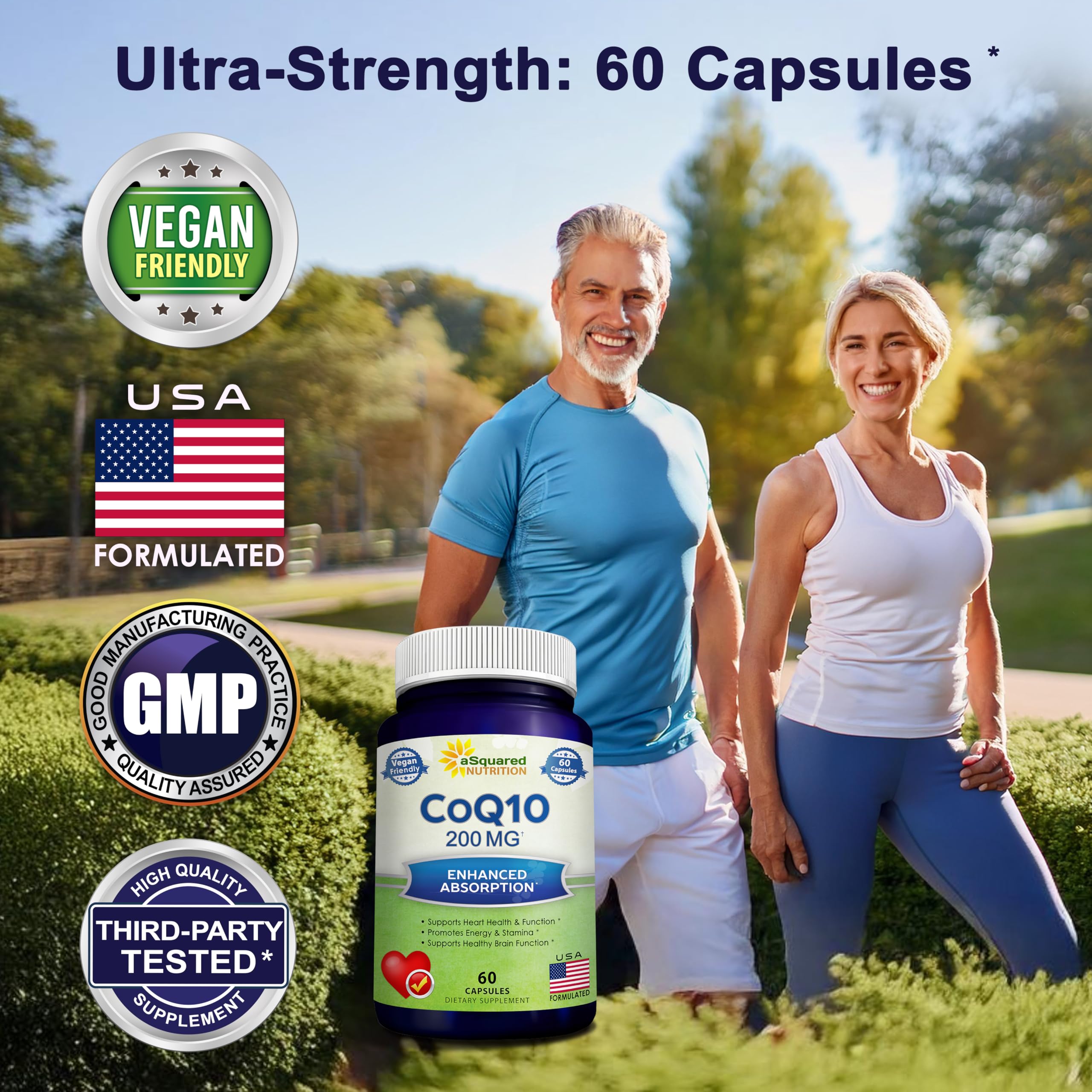 Capsules véganes CoQ10 d'aSquared, prise quotidienne pratique