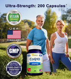 Emballage CoQ10 d'aSquared Nutrition – 200 gélules pour longue fourniture.