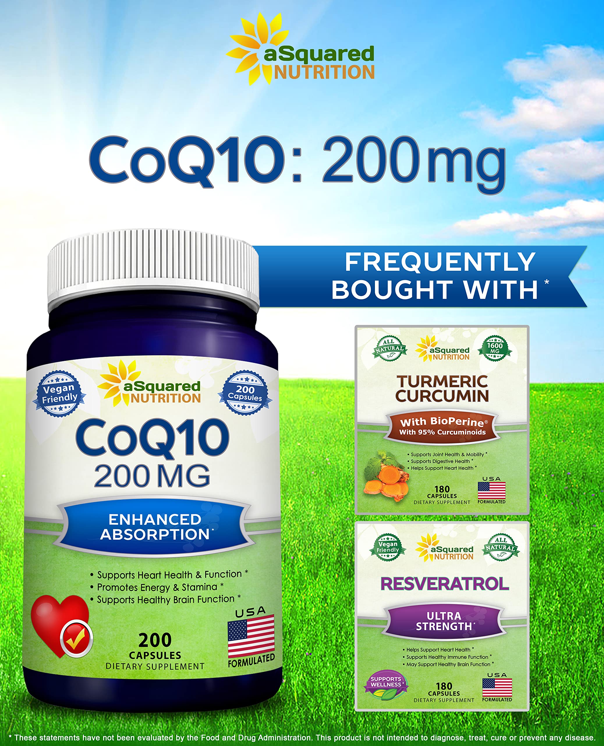 CoQ10 d'aSquared Nutrition – boîte recyclable, emballage éco-responsable.