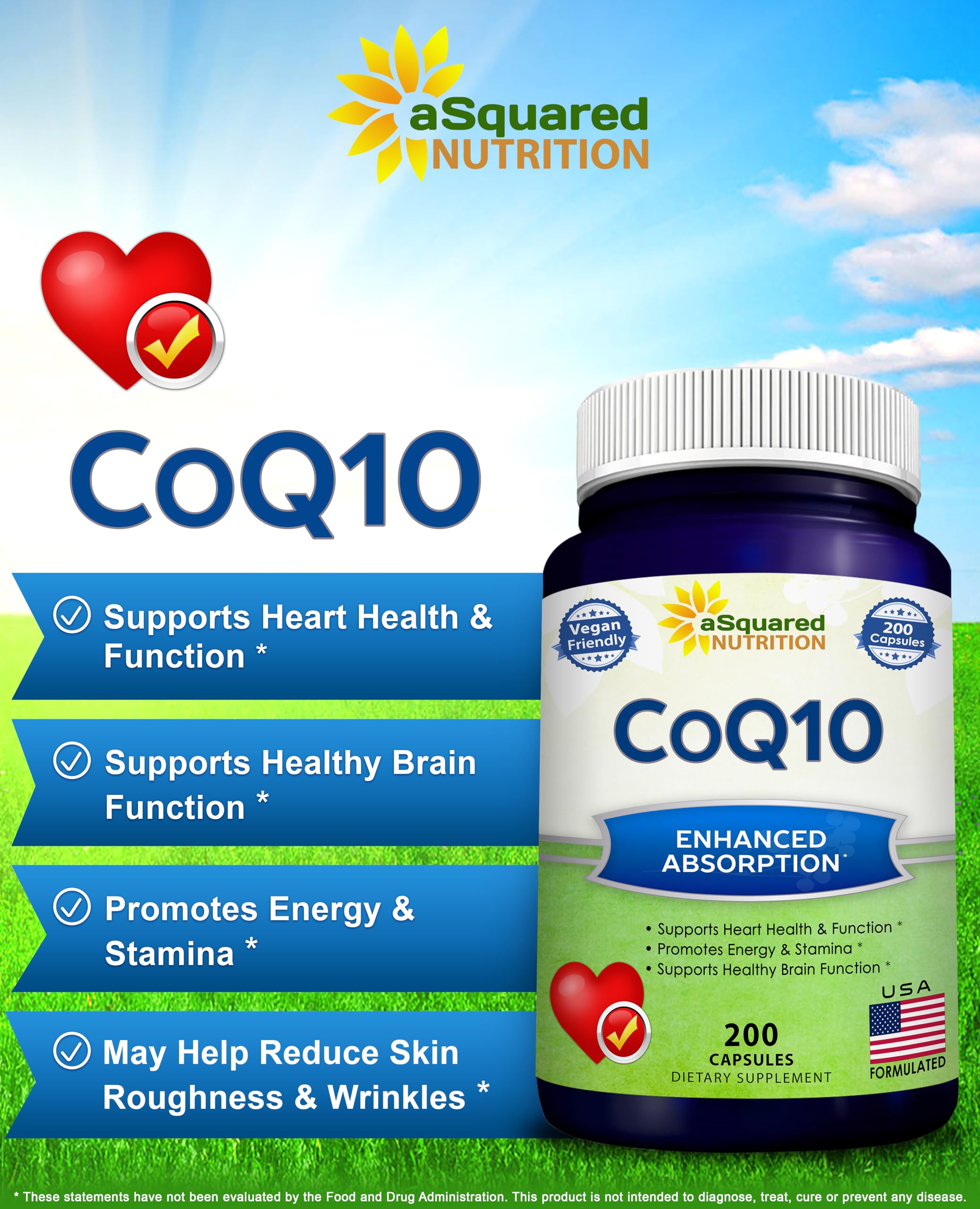 Gélules CoQ10 400 mg d'aSquared Nutrition pour énergie potentielle.