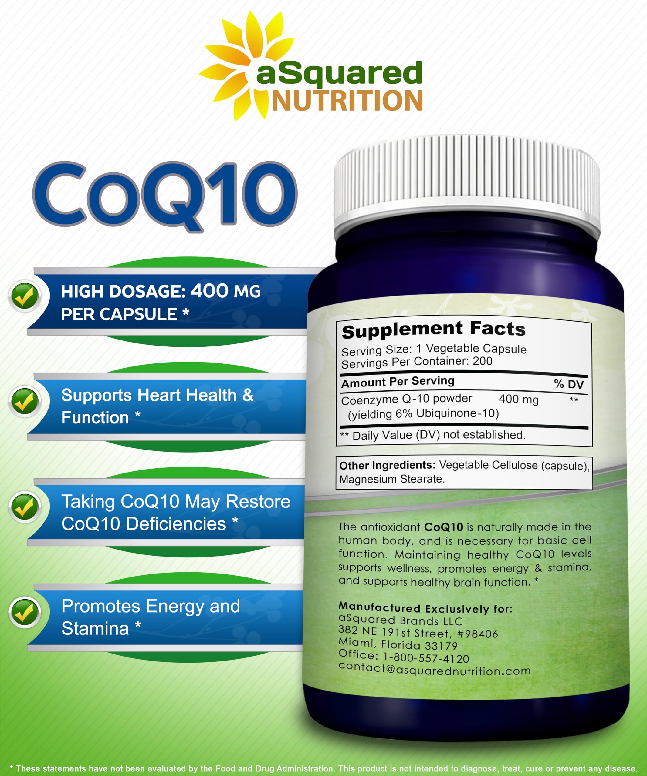 CoQ10 vegan d'aSquared Nutrition – Pureté et production sans produits animaux.