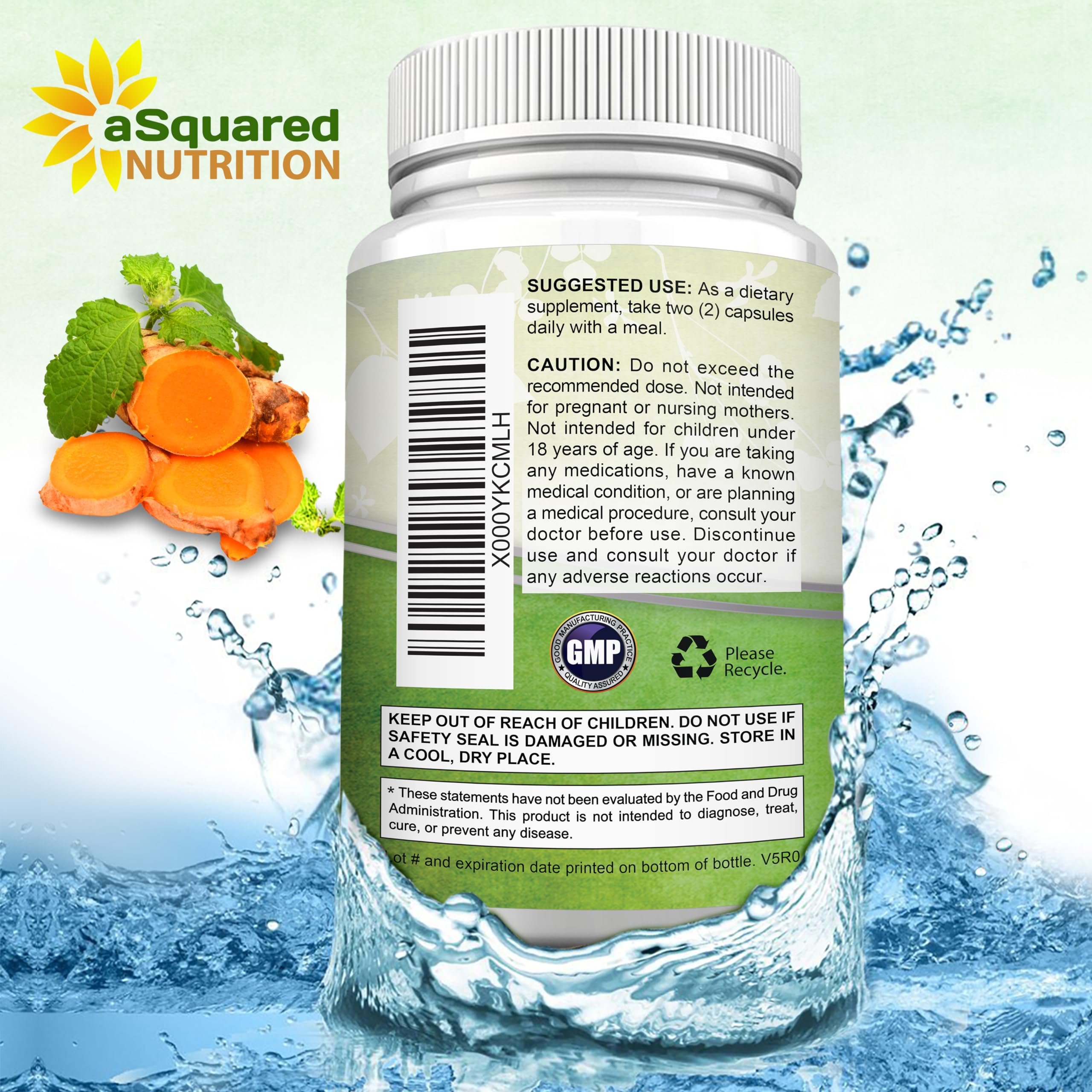 Emballage recyclable aSquared Nutrition Curcumine, choix responsable.