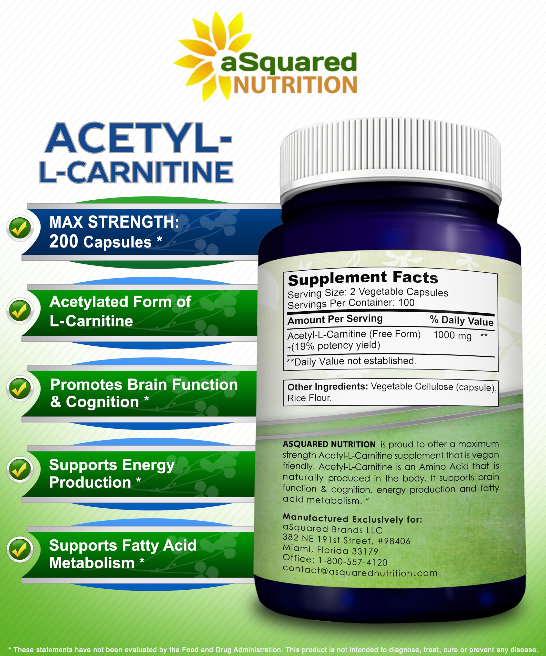 Utilisation quotidienne possible pour énergie soutenue avec Acetyl L-Carnitine
