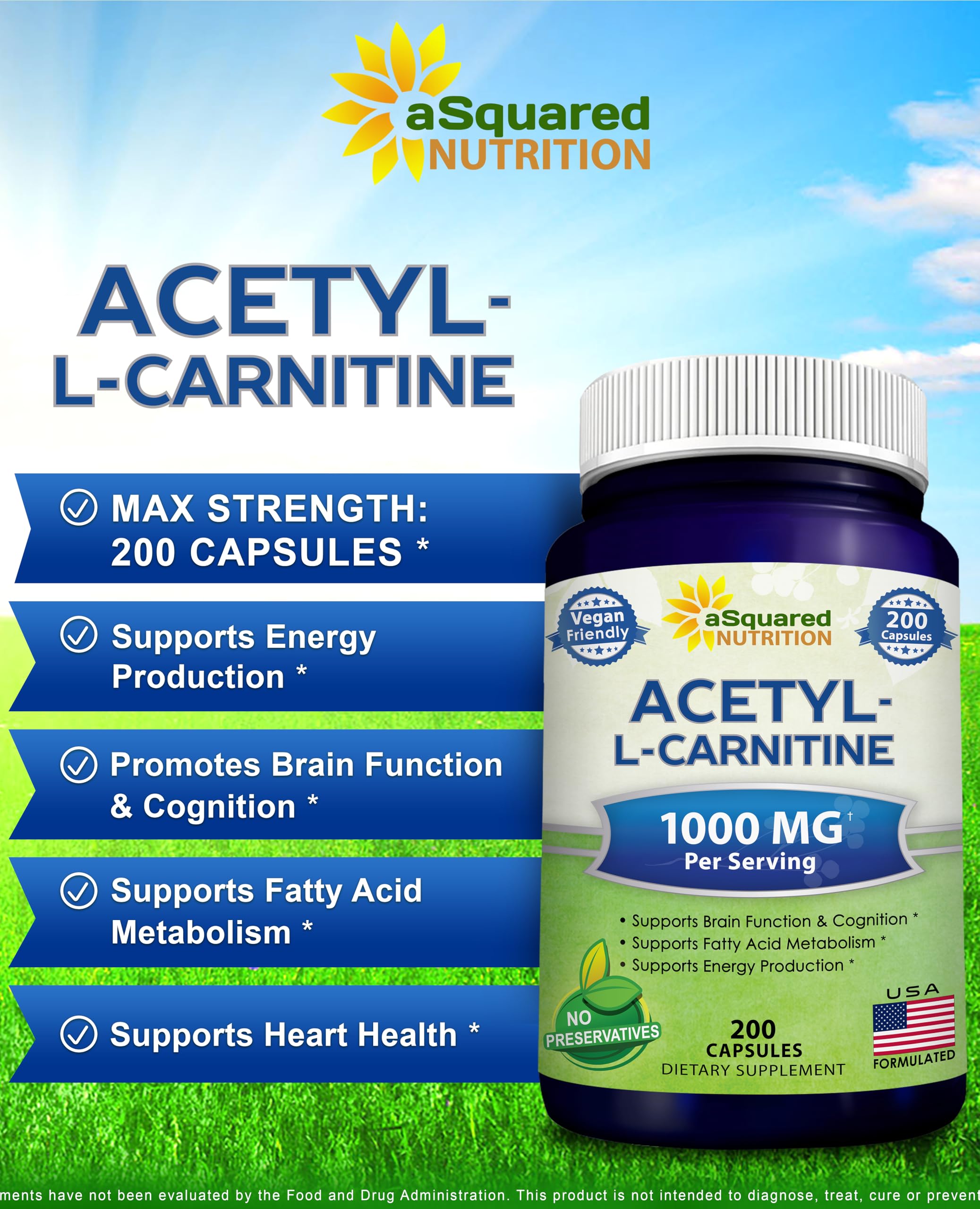 Étiquette et conformité BPF américaine de aSquared Nutrition Acetyl L-Carnitine