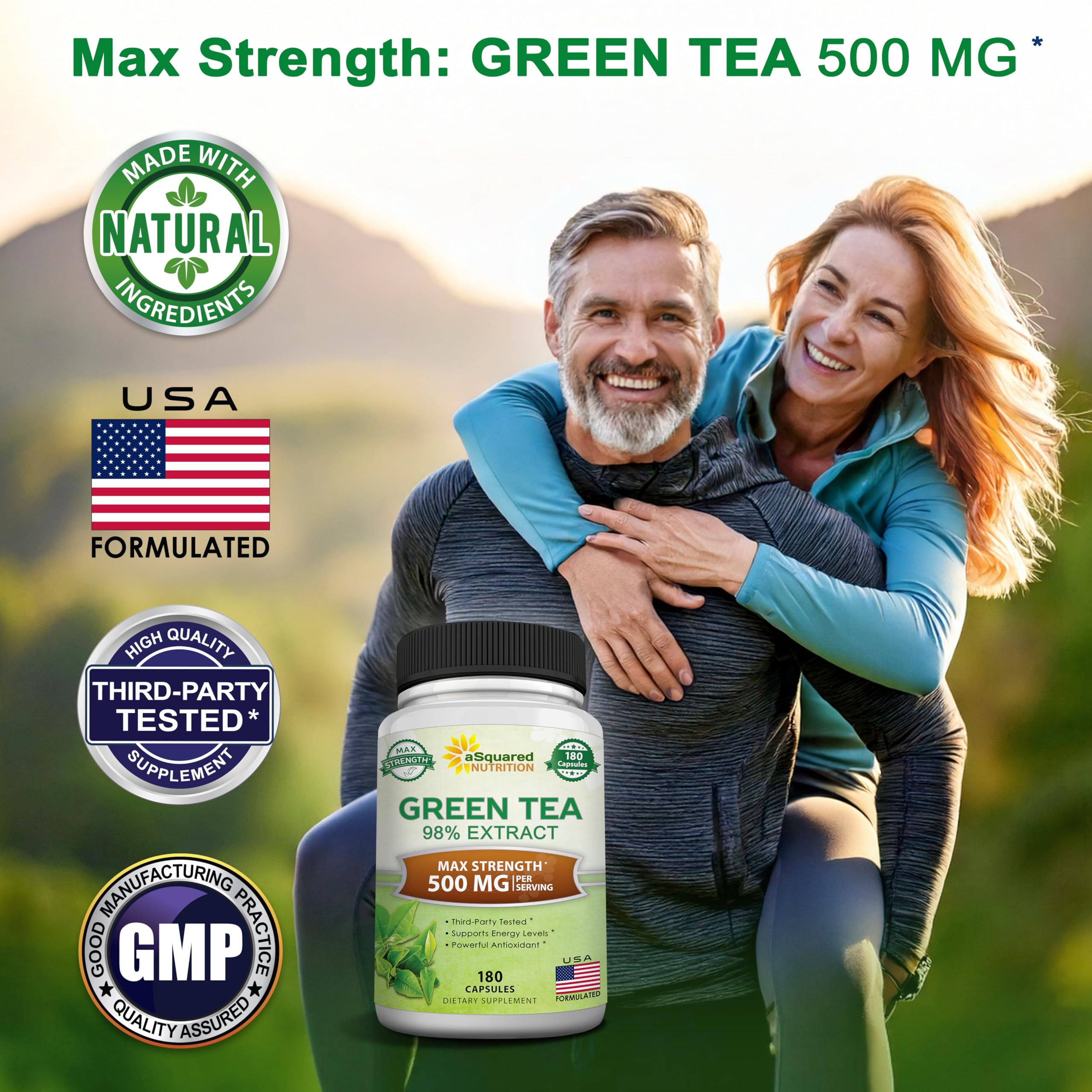 aSquared Nutrition Extrait thé vert EGCG – gélules, énergie durable et concentration.