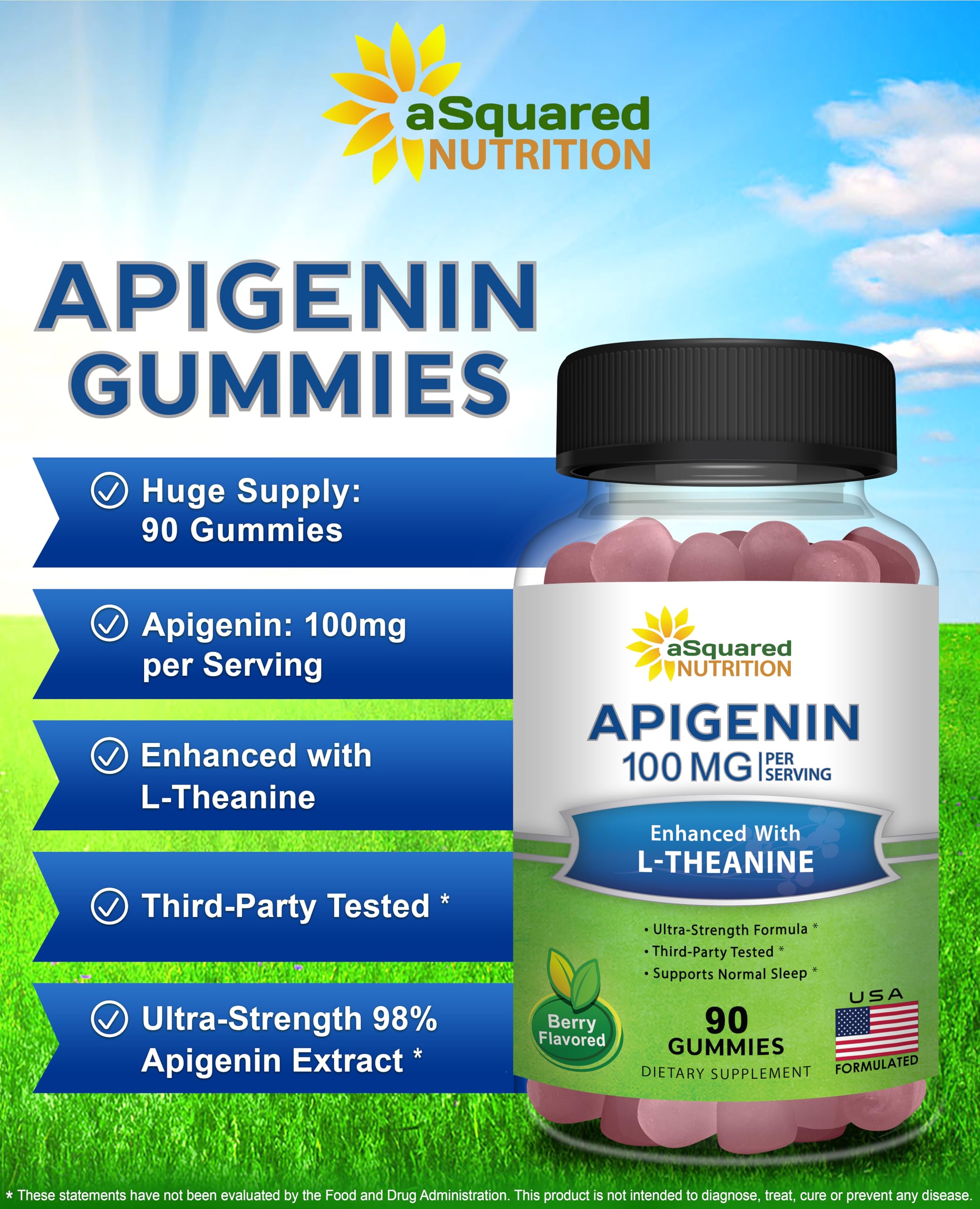 aSquared Nutrition Apigenin L-Theanine – formule synergique pour calme et concentration