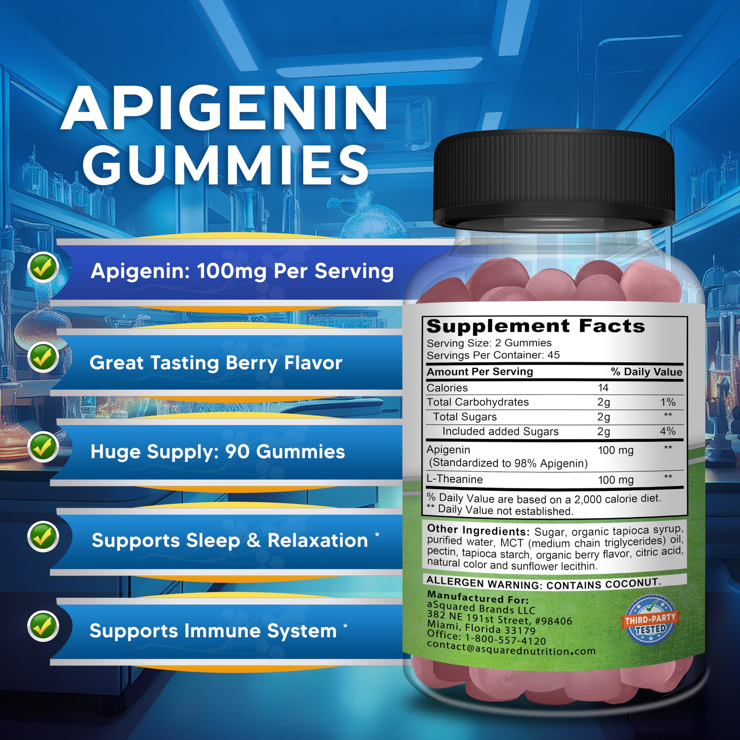 aSquared Nutrition Apigenin L-Theanine – texture douce idéale pour le rituel nocturne