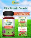 Gommes safran d'aSquared Nutrition, etiquette lisible et rappel du dosage.