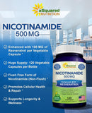 étiquette du produit aSquared Nutrition Nicotinamide Resveratrol montrant dosage et usage