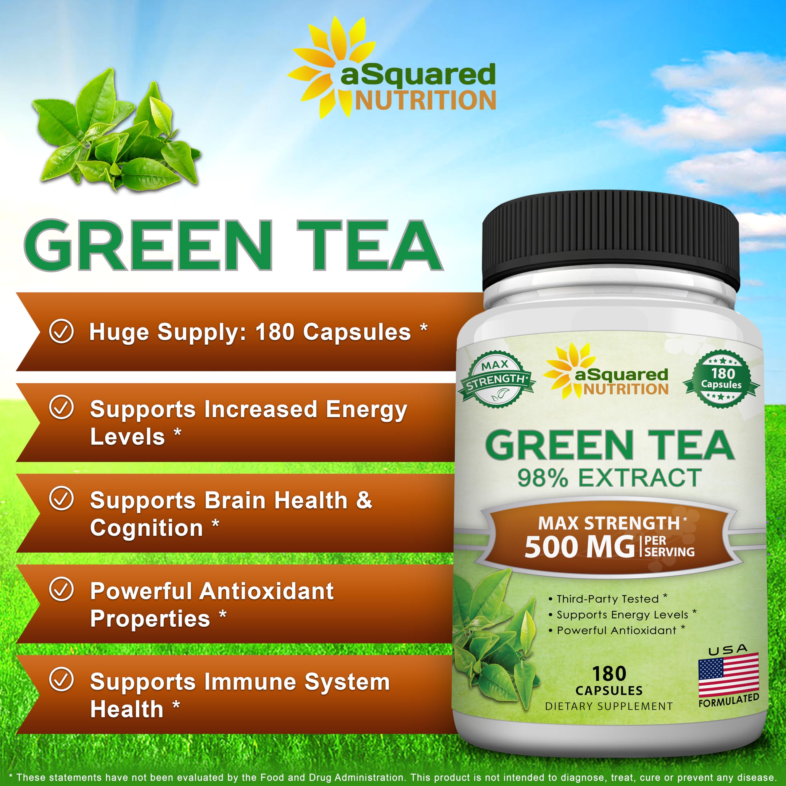 aSquared Nutrition Extrait thé vert EGCG – Polyphénols et EGCG concentrés pour le bien-être.