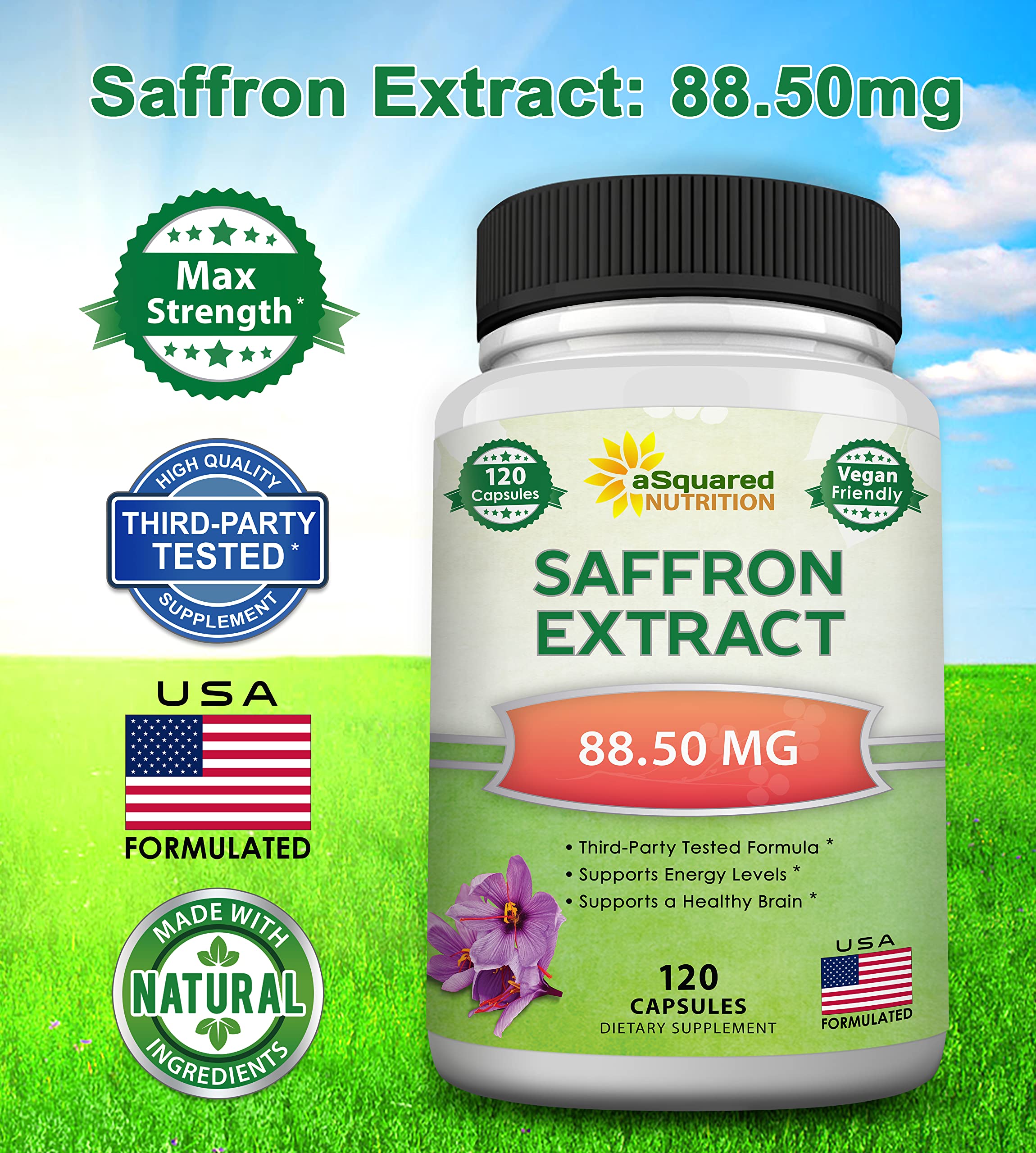aSquared Nutrition Safran: étiquette transparente et fiche qualité