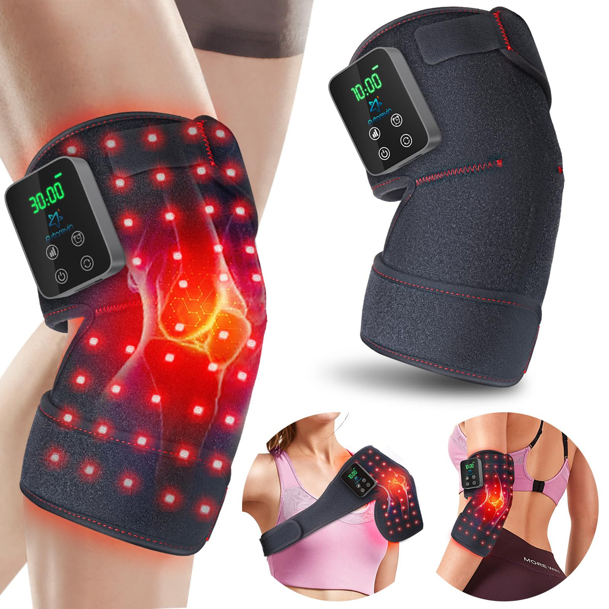 Astarexin genou bande-lampe-rouge-infrarouge-72led: soutien relaxant pour le genou