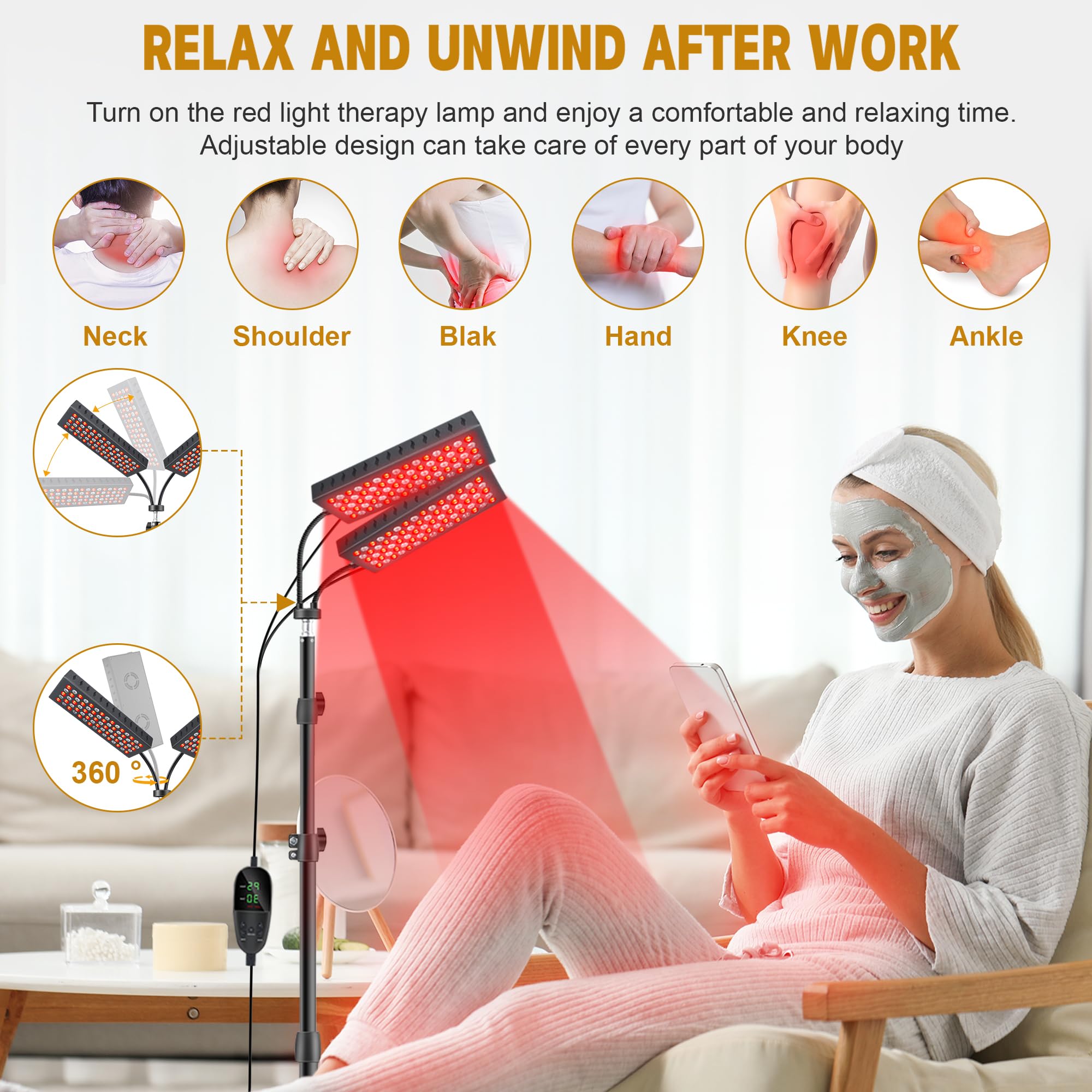 Astarexin lampe de thérapie: angle ajustable pour différentes positions.