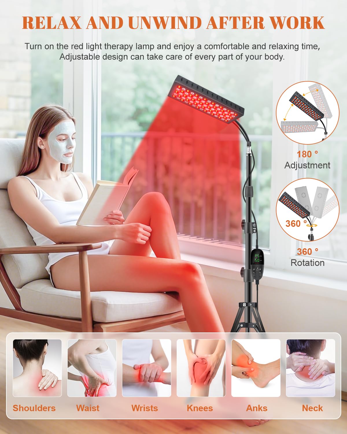 Astarexin lampe thérapie avec bras ajustables pour viser dos et épaules.