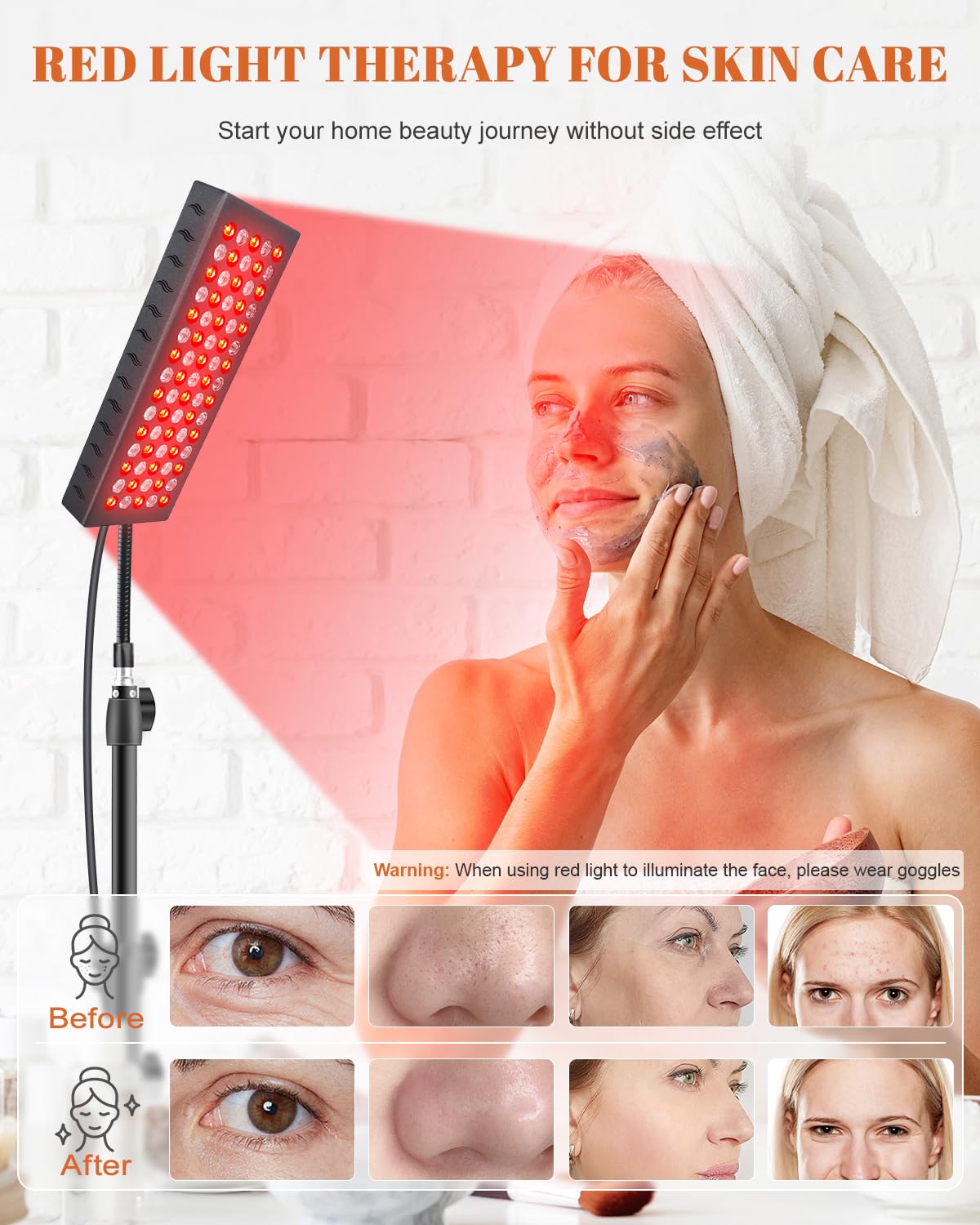 Astarexin lampe thérapie lumière rouge et infrarouge sur le corps pour détente et confort.