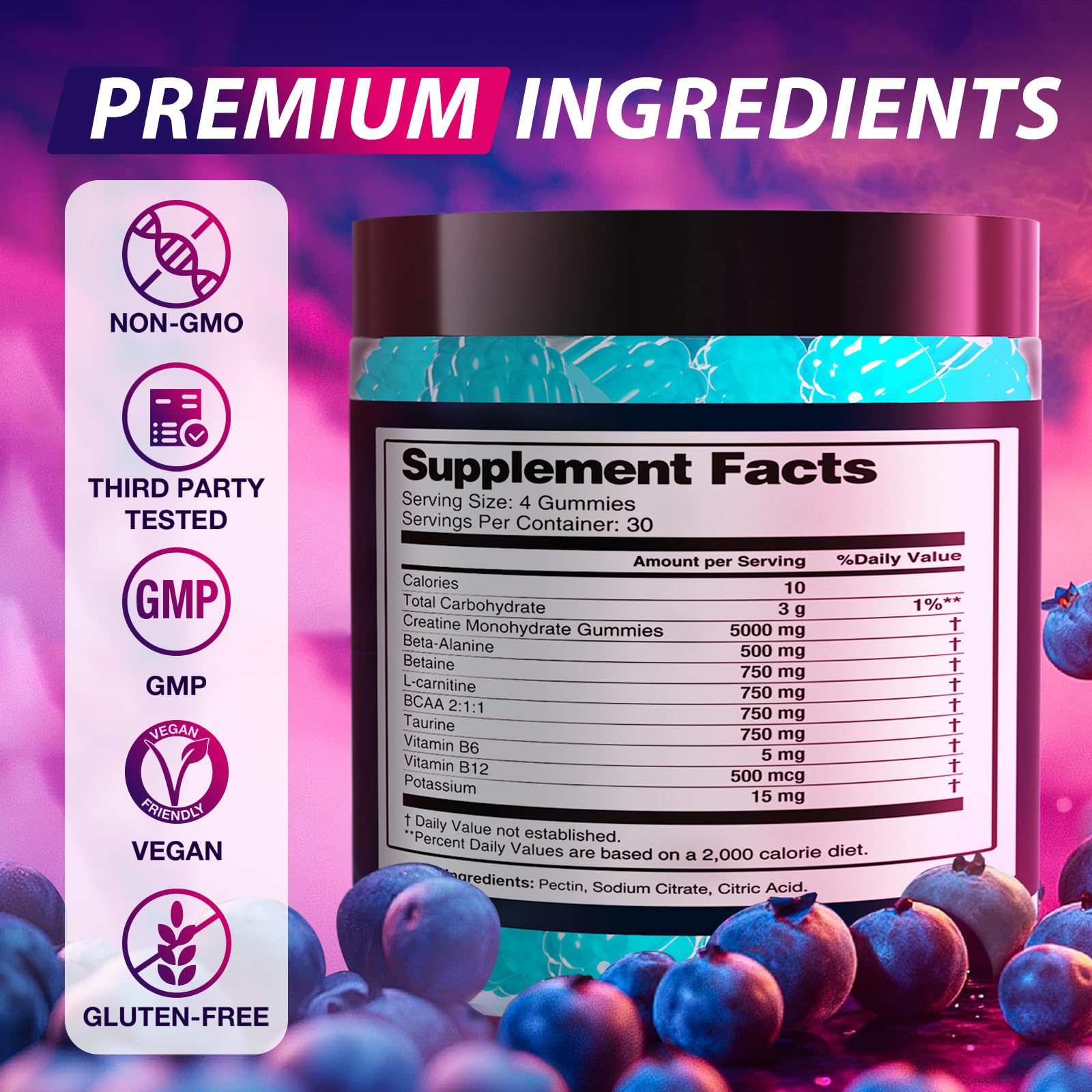 Asumtal Creatine Monohydrate Gummies — adaptés hommes et femmes pour diverses routines sportives