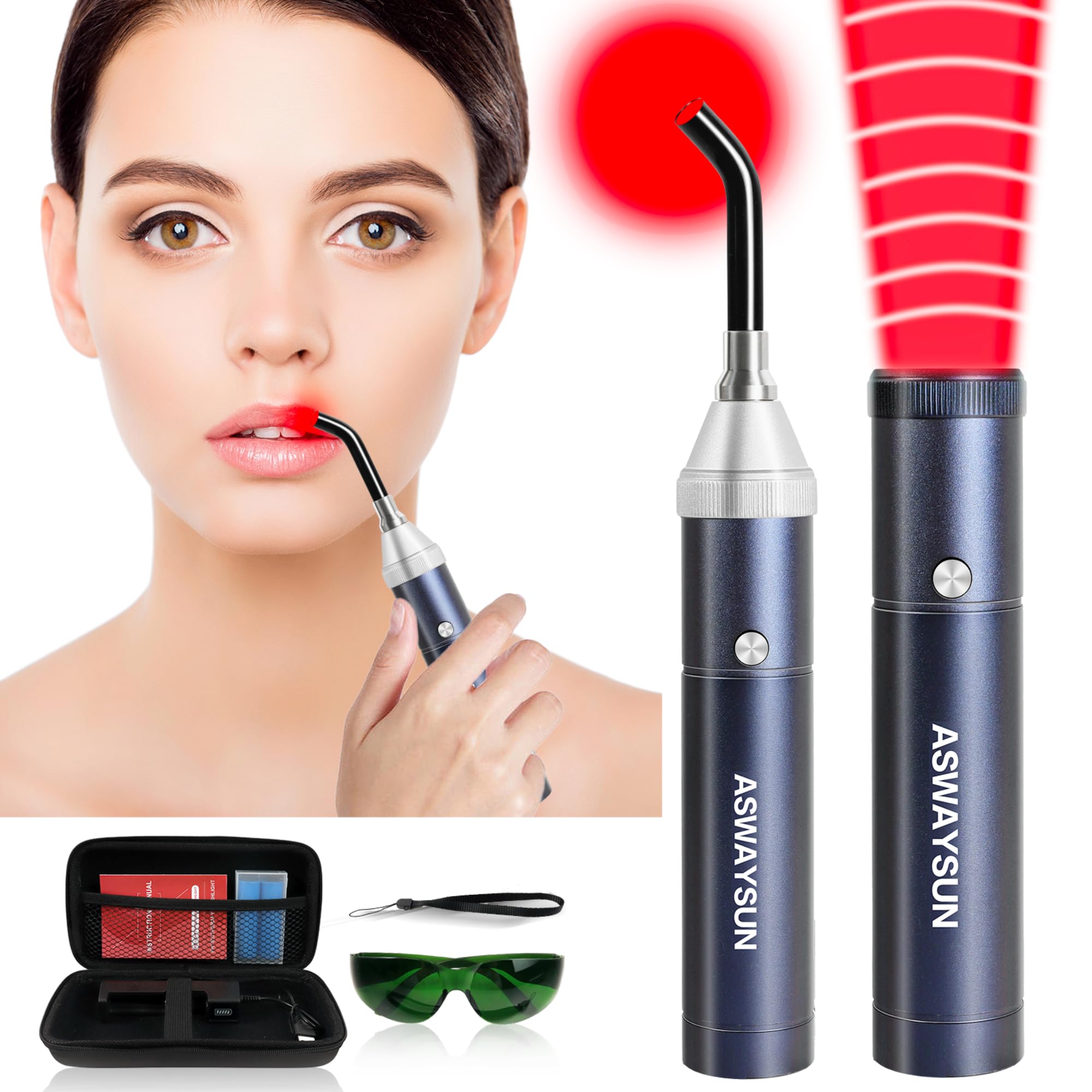 Aswaysun thérapie lumière rouge visage : utilisation faciale et bénéfices potentiels pour les tensions.