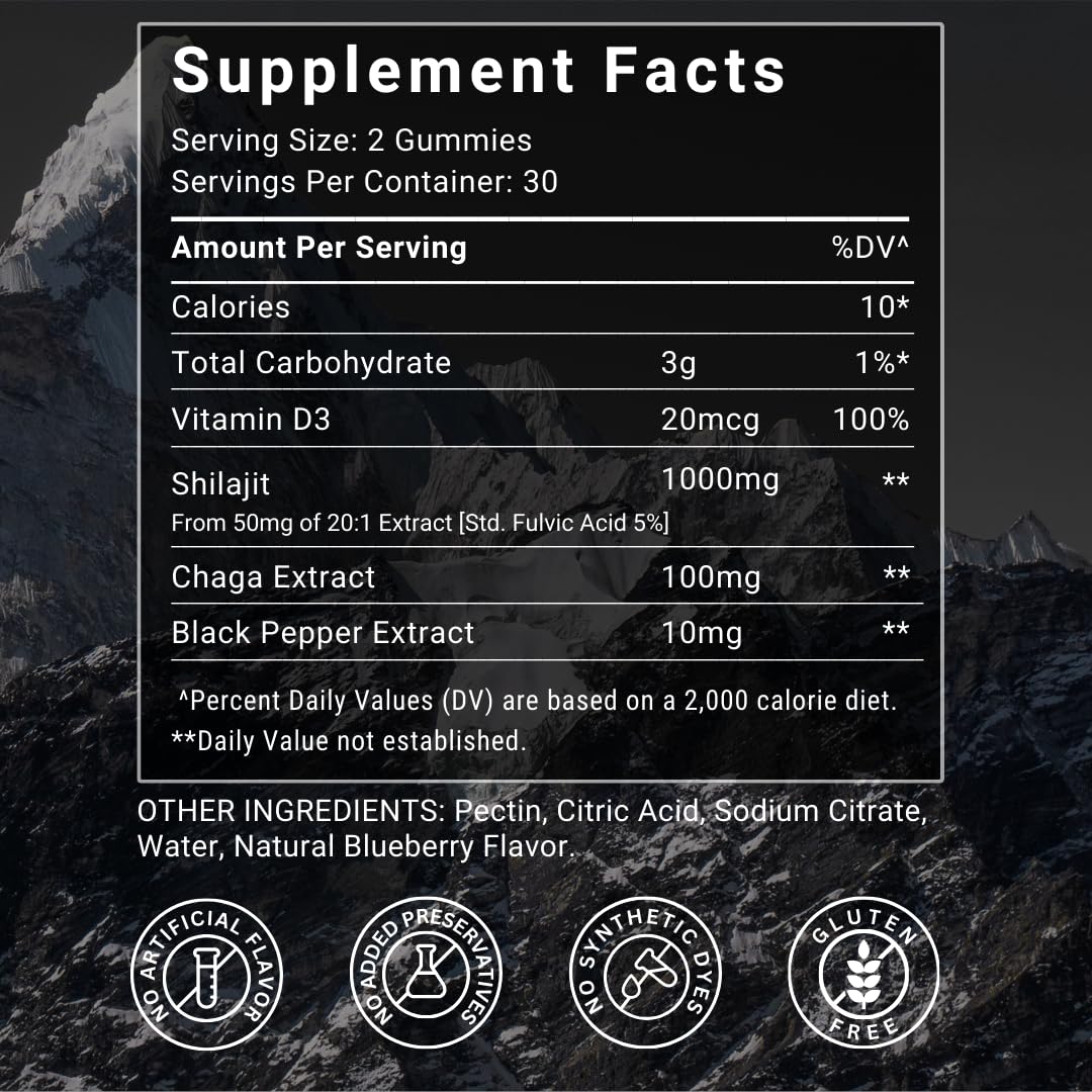 Gomme Shilajit ATAH VEDIC SECRETS, texture moelleuse prête à mâcher
