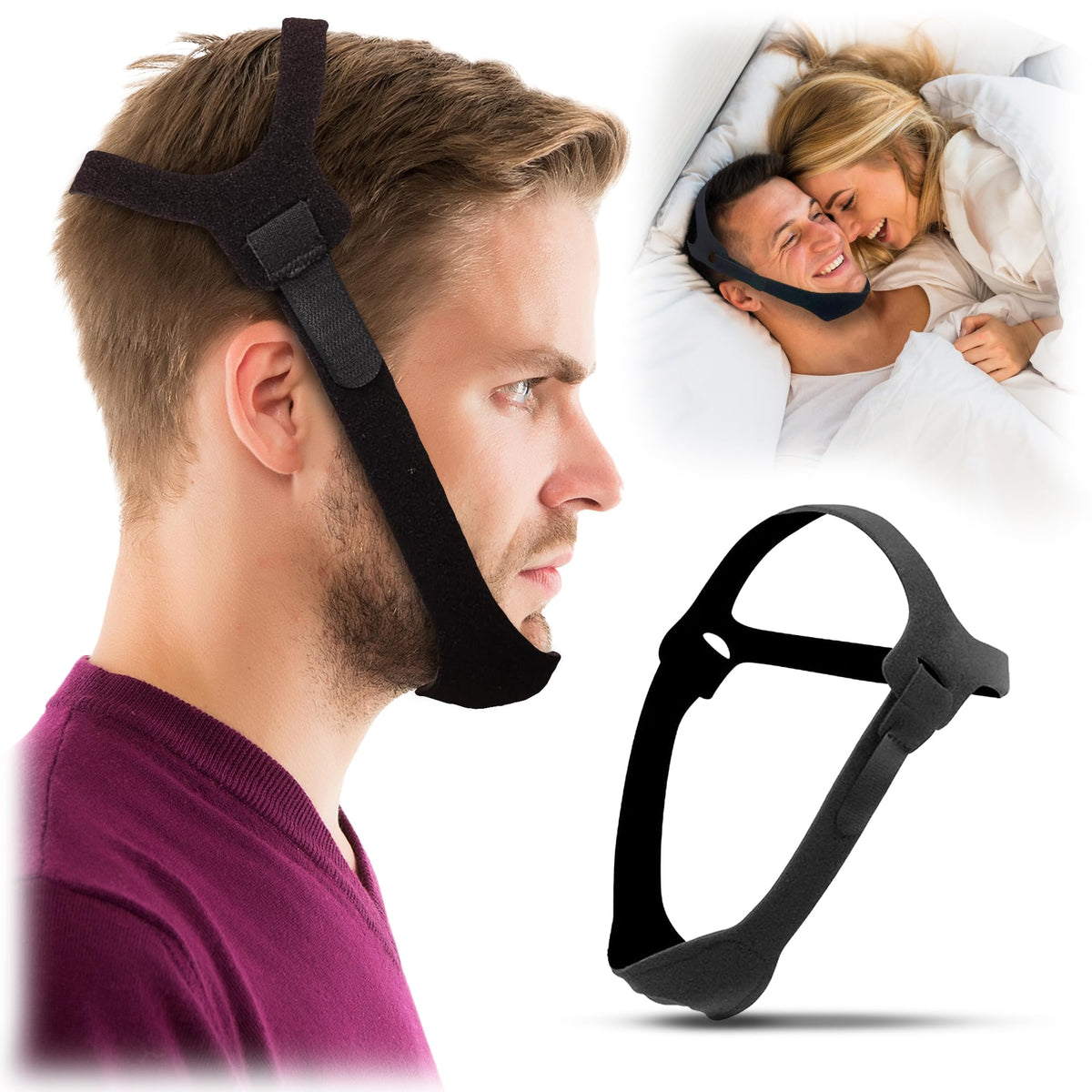 Atavyst bande menton anti-ronflement pour CPAP, porté confortablement.