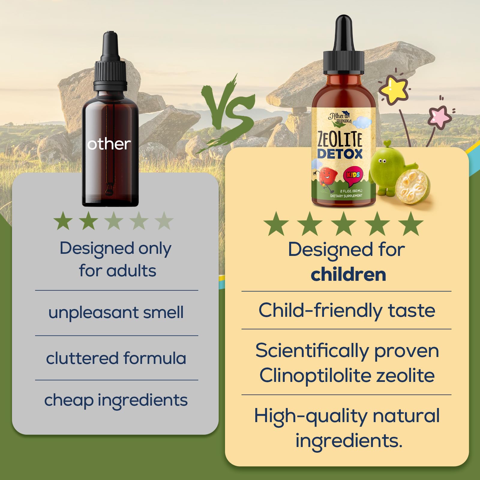 Atherionyxora Zeolite Detox sans additifs artificiels, option saine.