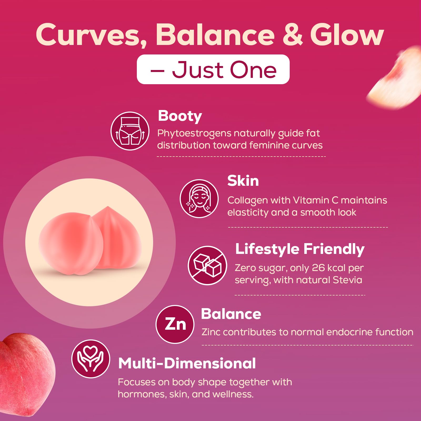 Gommes sans sucre Atherionyxora, goût pêche léger et faible calories.