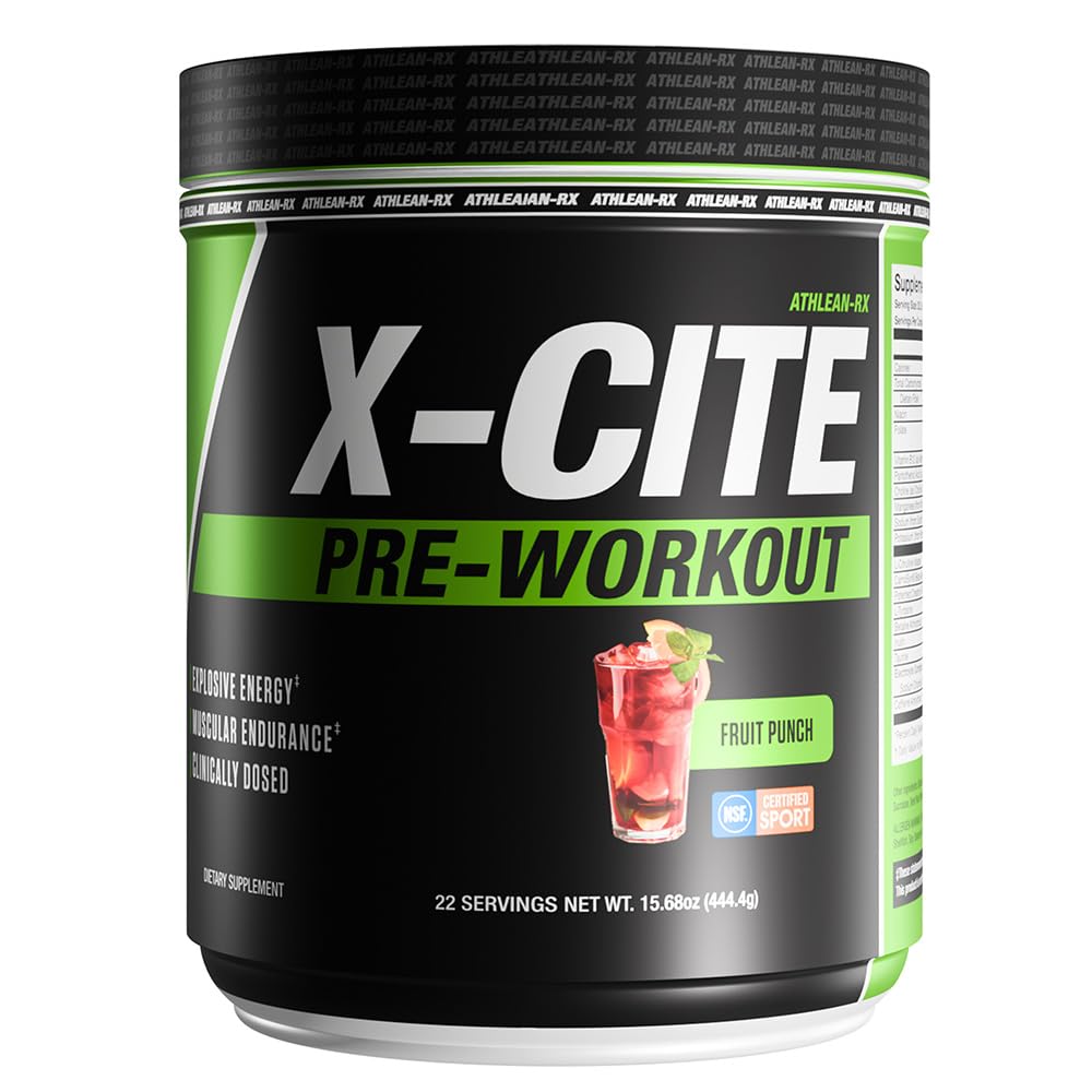 ATHLEAN-RX X-CITE poudre saveur Punch fruits pour énergie rapide avant l'entraînement