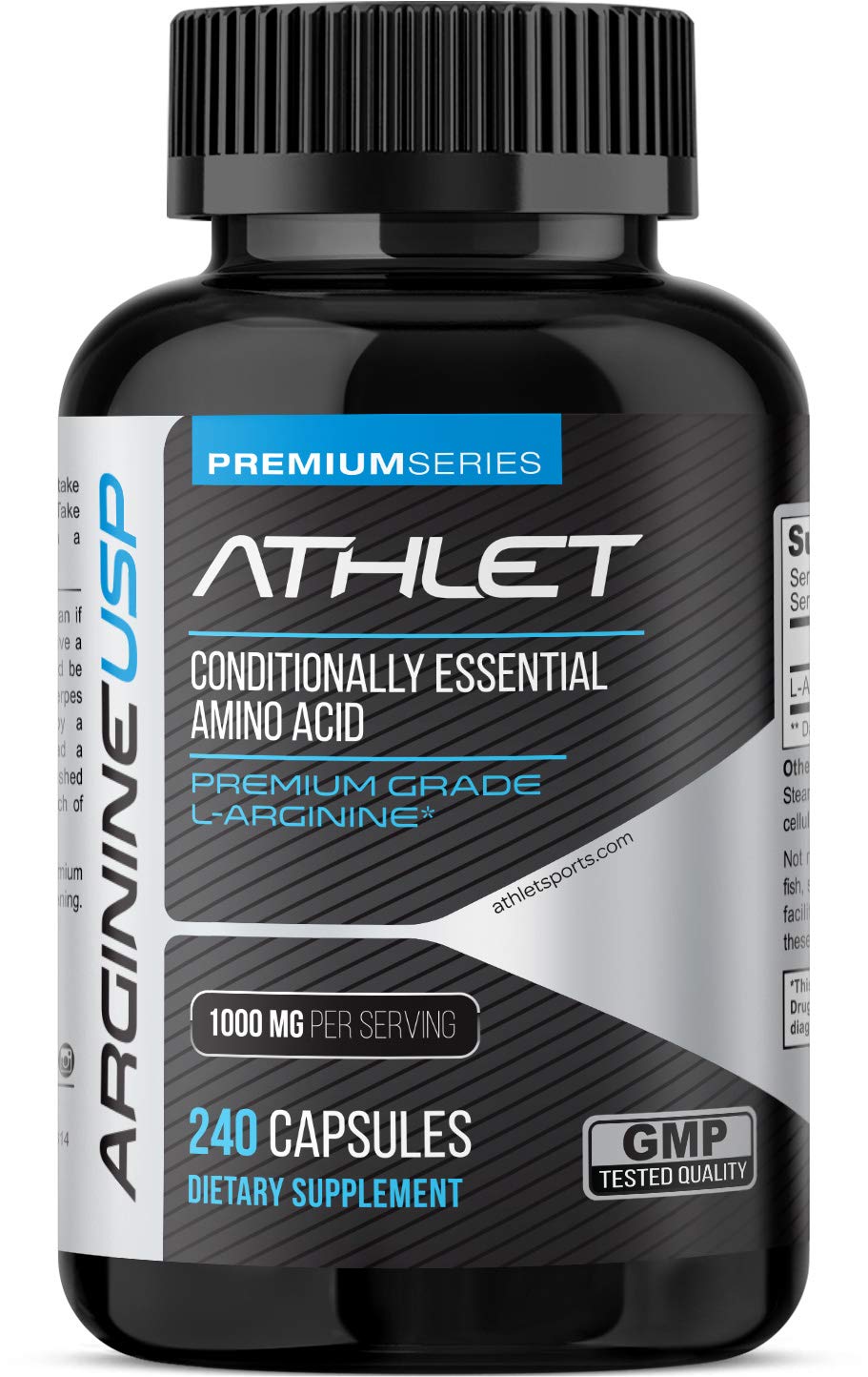 Athlet L-Arginine 1000 mg, bouteille, potentiel soutien à l'endurance et à l'énergie