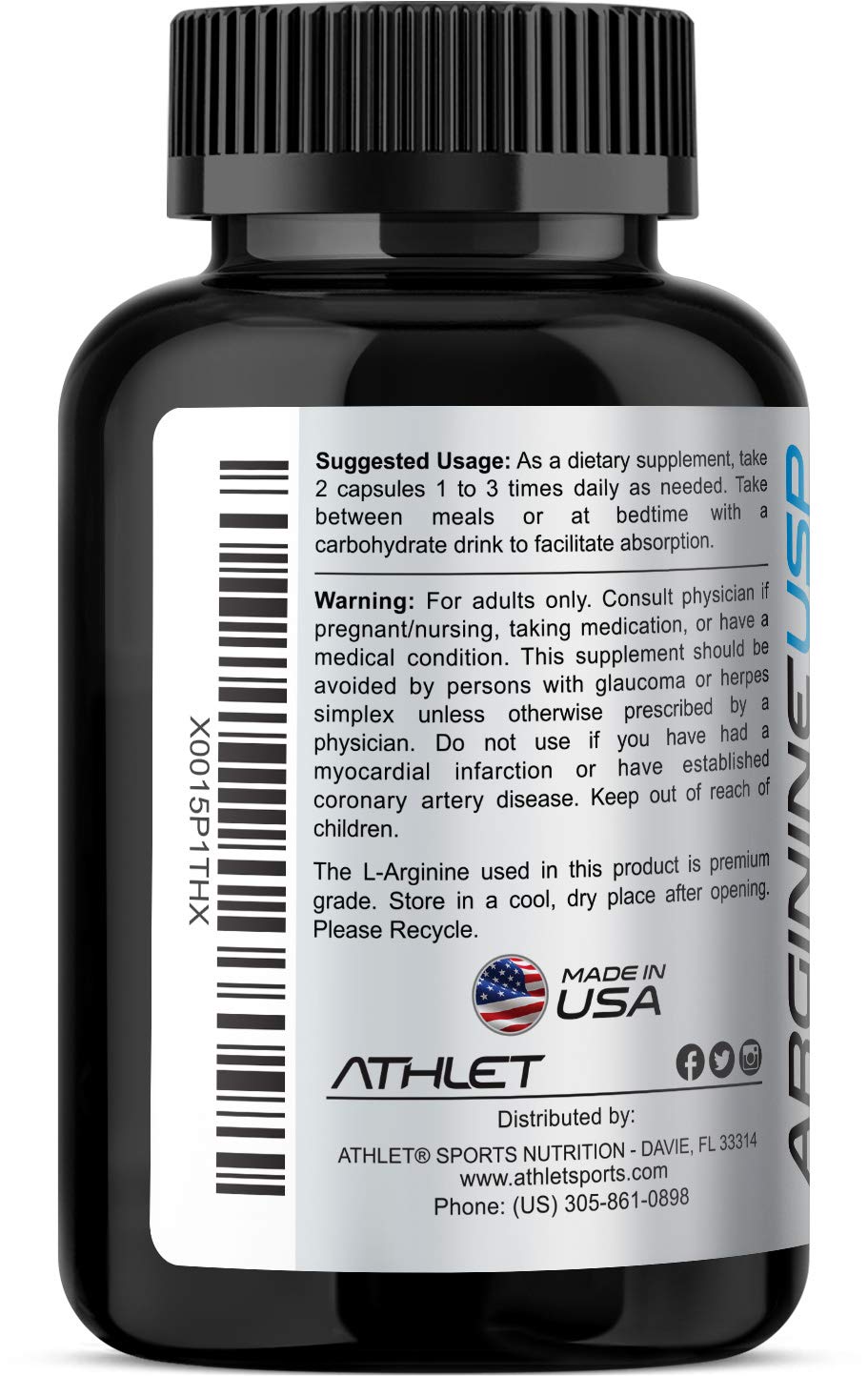 Capsules Athlet L-Arginine de 240, faciles à prendre au quotidien